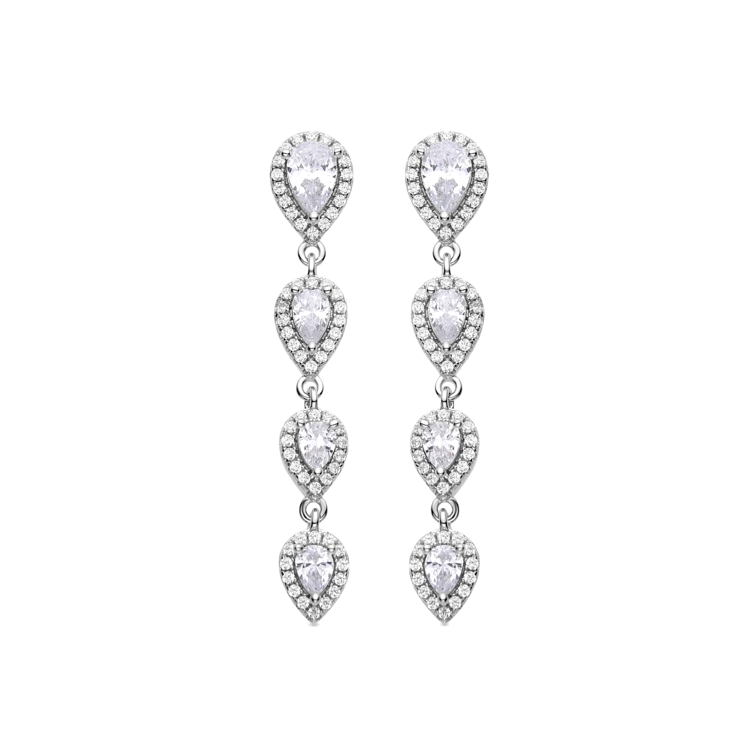 Pendientes de Plata de Ley 925 y Circonita Brillante acabados en rodio - Mah