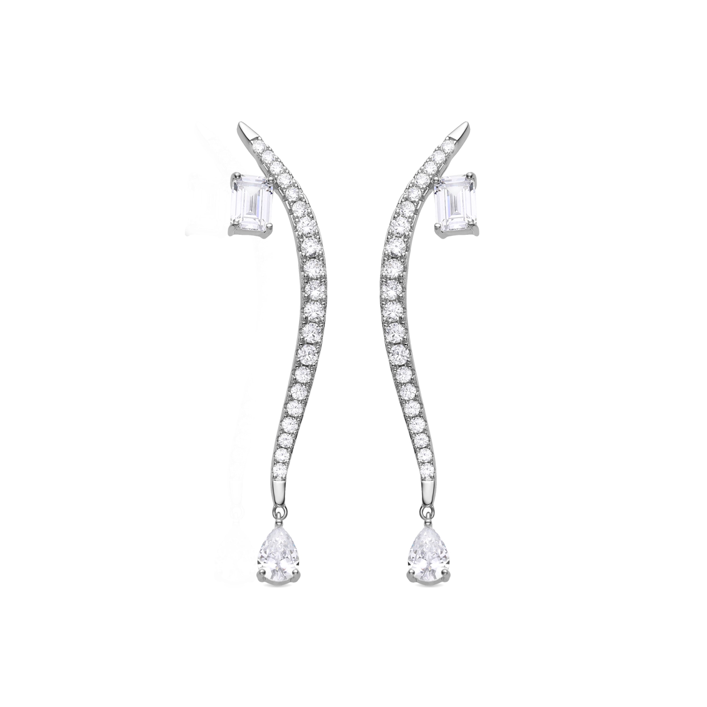 Pendientes de Plata de Ley 925 y Circonita Brillante acabados en rodio - Binlah