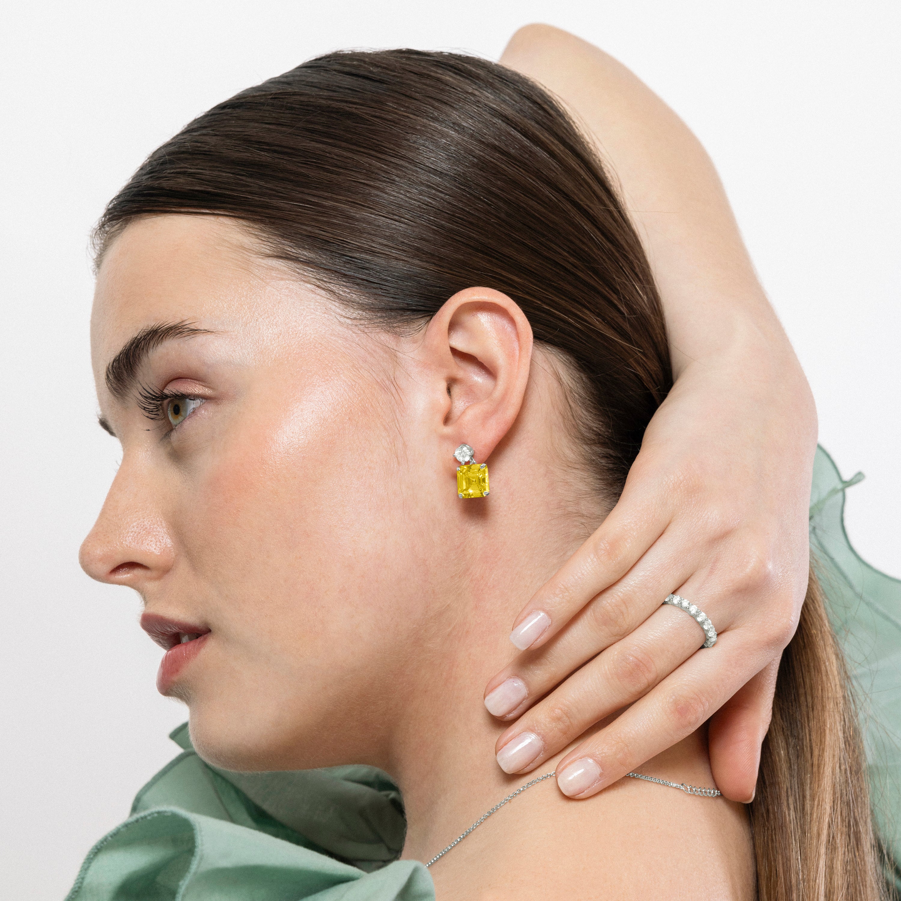 Pendientes de Plata de Ley 925 y Padparadscha acabados en oro amarillo de 18k - Iwas