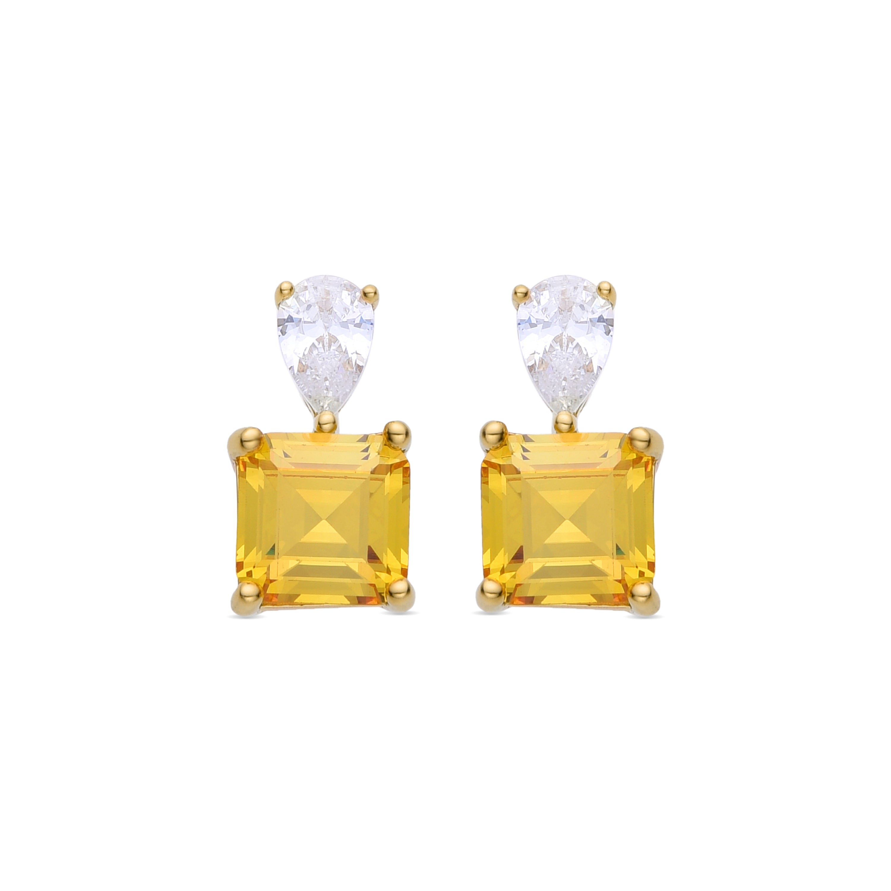 Pendientes de Plata de Ley 925 y Padparadscha acabados en oro amarillo de 18k - Codua