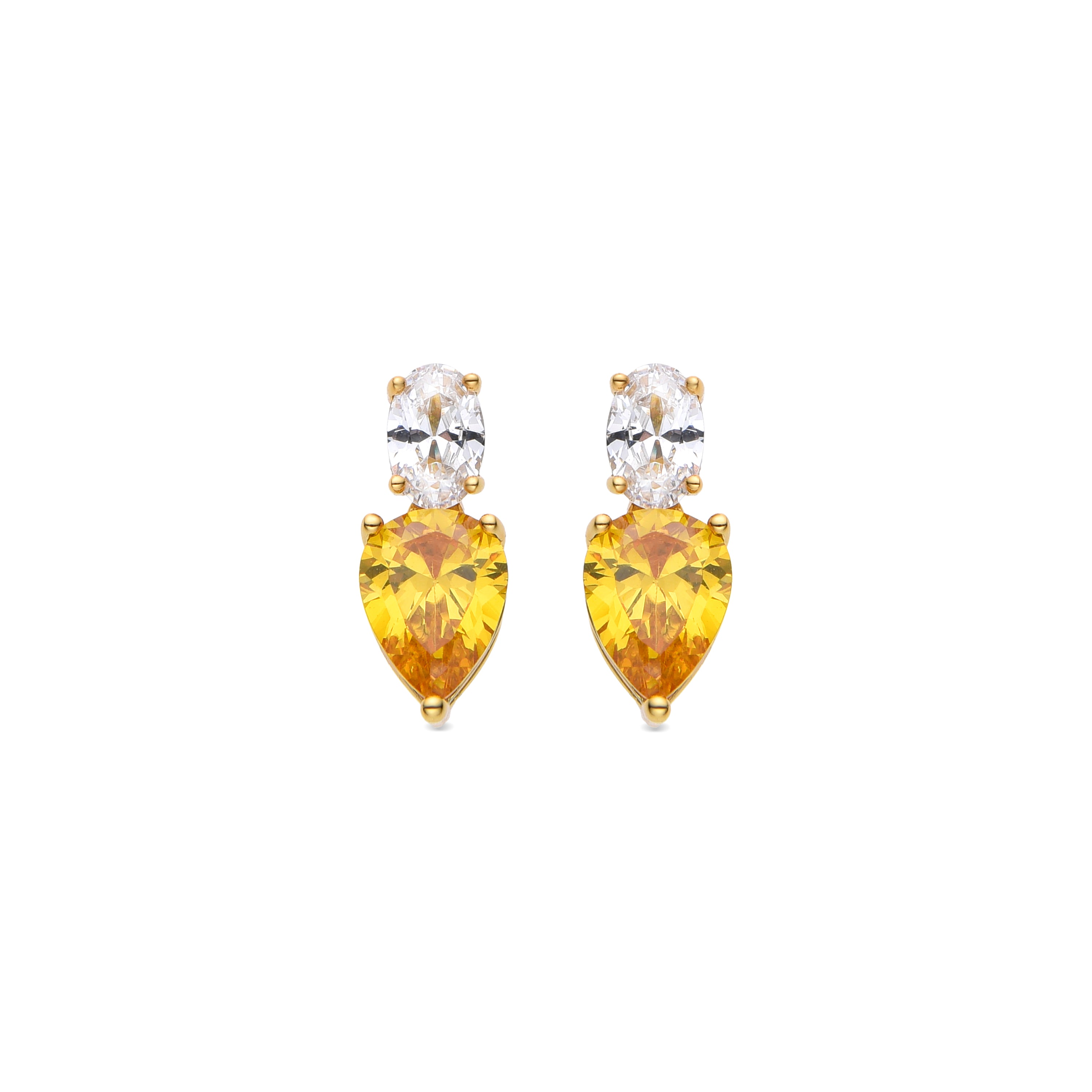 Pendientes de Plata de Ley 925 y Padparadscha acabados en oro amarillo de 18k - Isre
