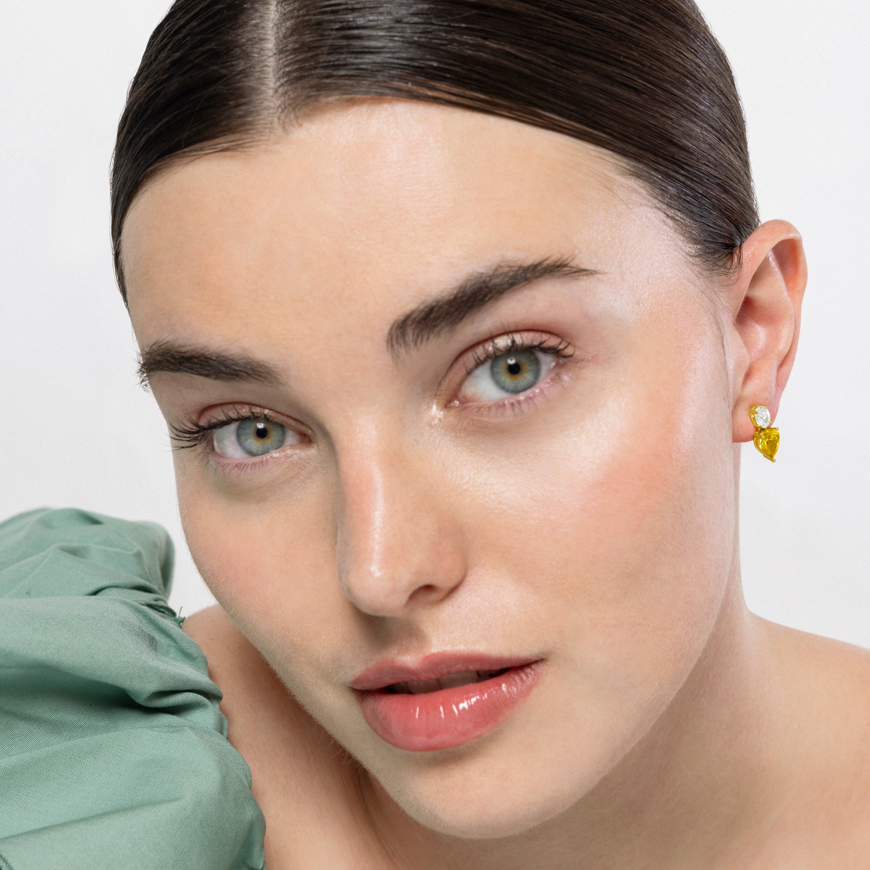 Pendientes de Plata de Ley 925 y Padparadscha acabados en oro amarillo de 18k - Isre