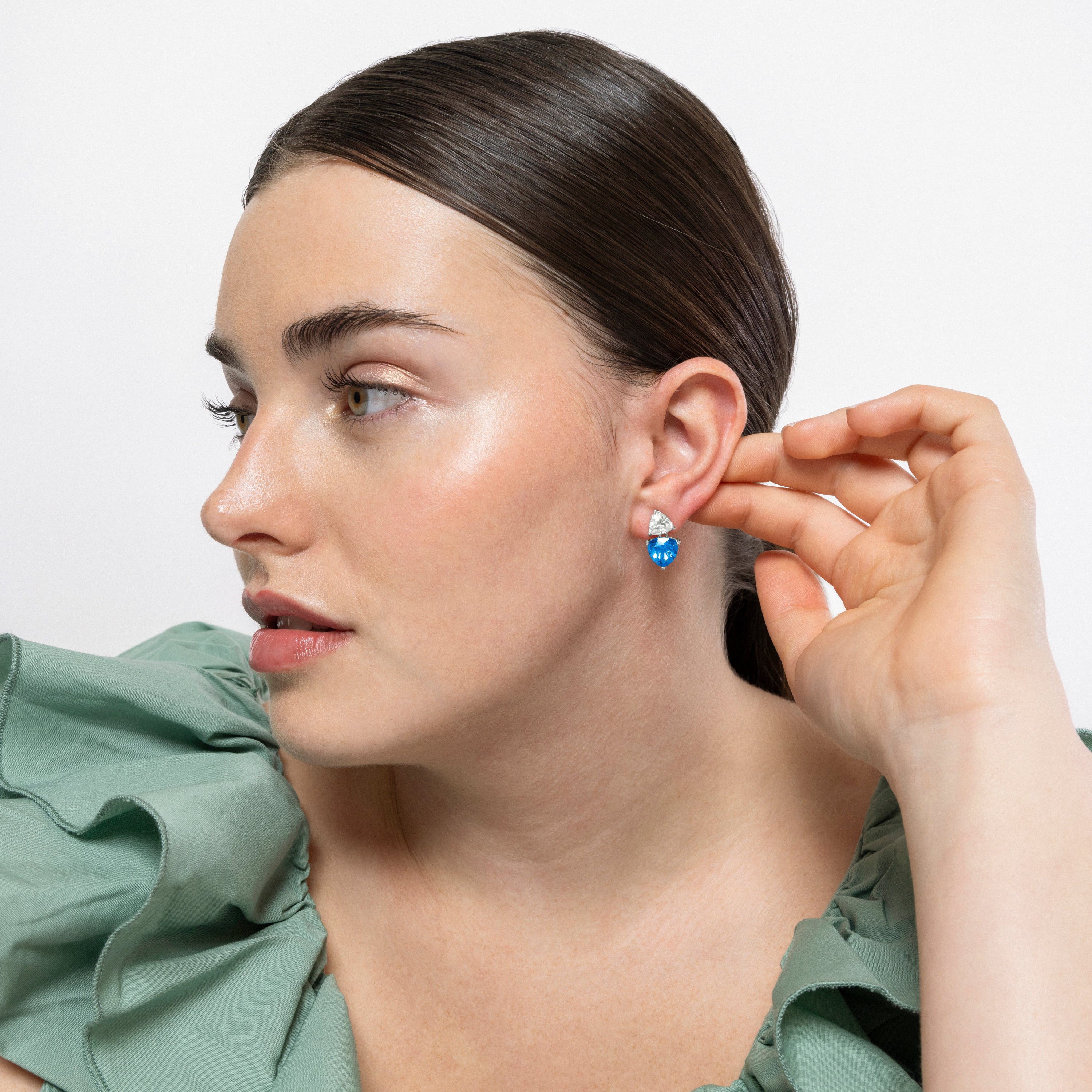 Pendientes de Plata de Ley 925 y Circonita Aguamarina acabados en rodio - Simtul