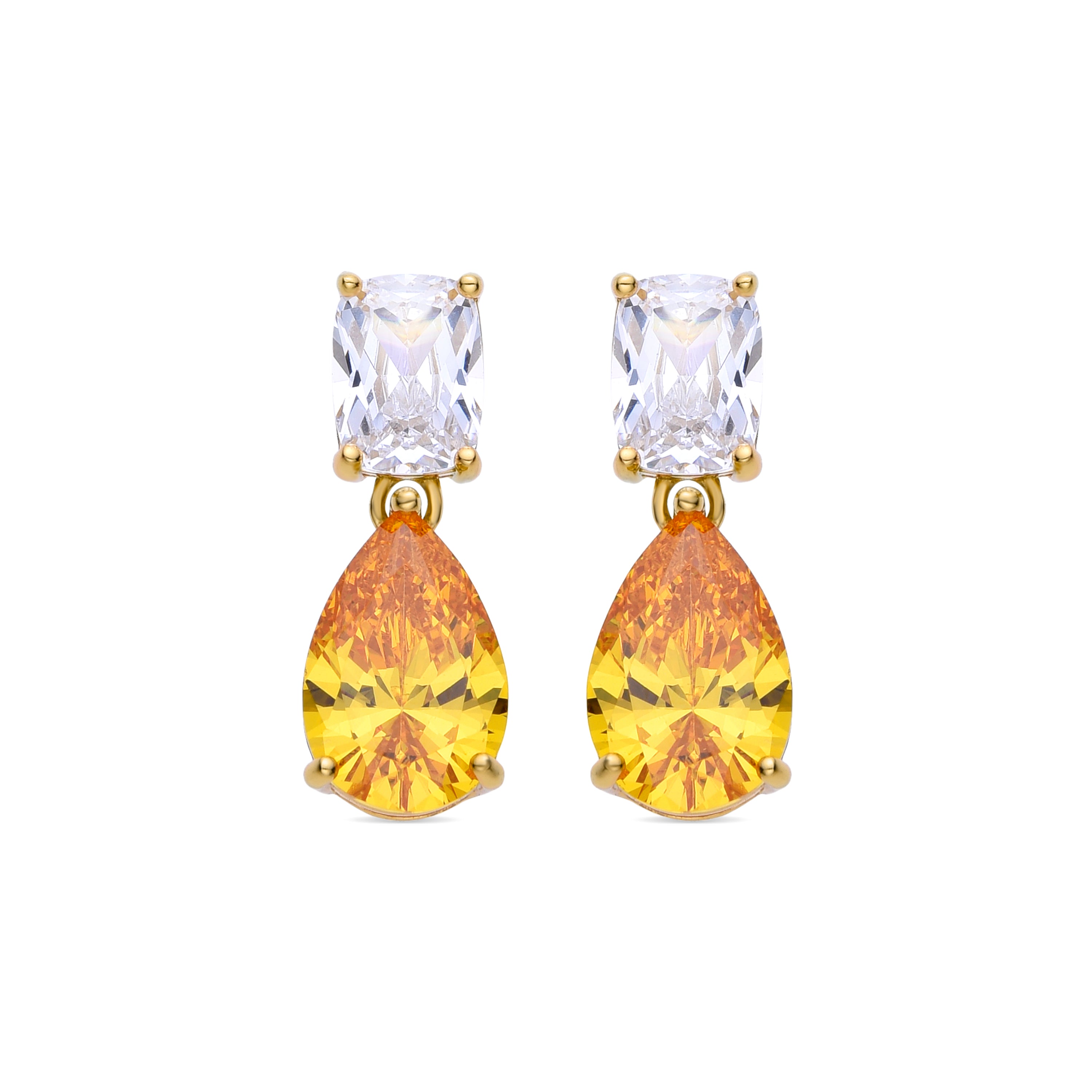 Pendientes de Plata de Ley 925 y Padparadscha acabados en oro amarillo de 18k - Risius