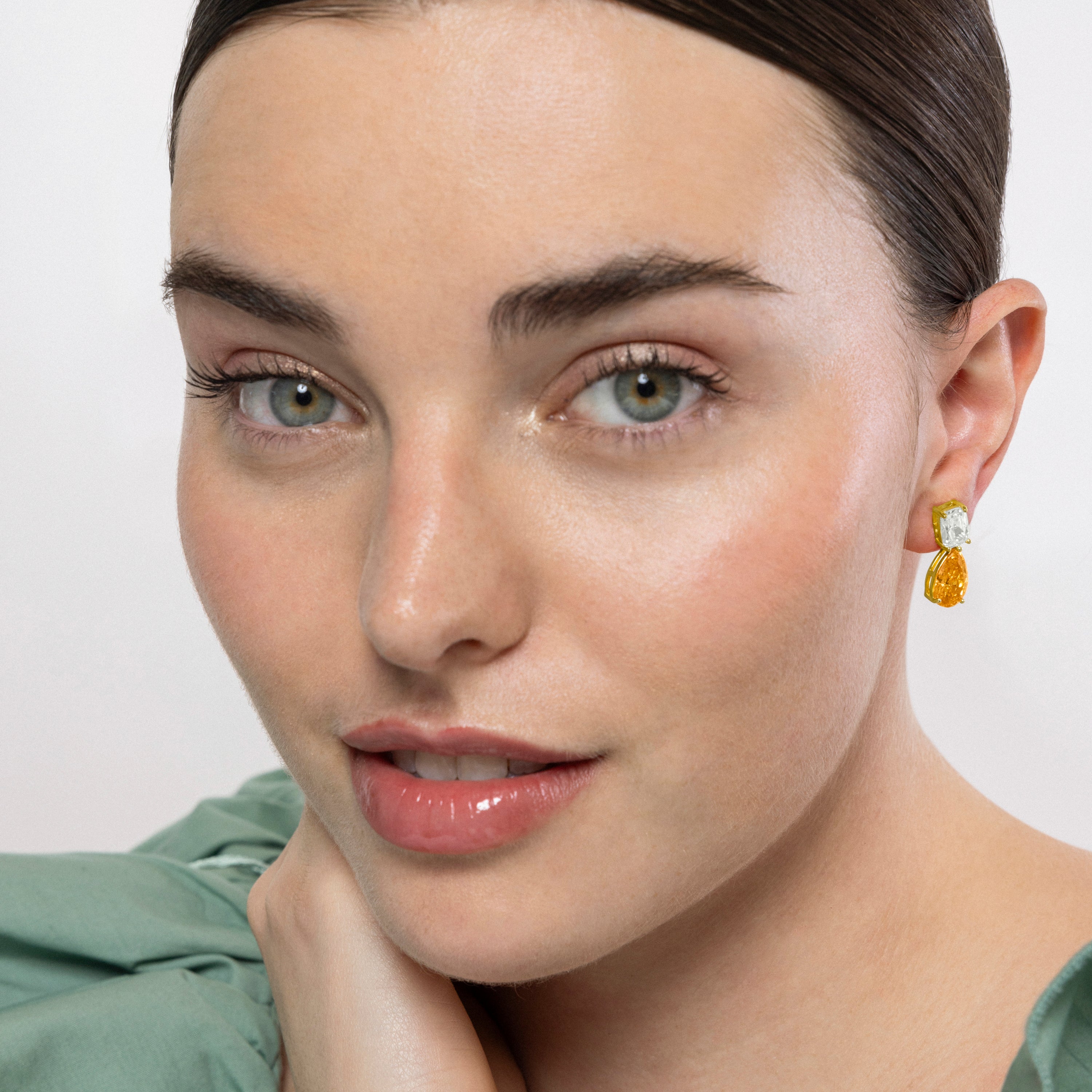 Pendientes de Plata de Ley 925 y Padparadscha acabados en oro amarillo de 18k - Risius