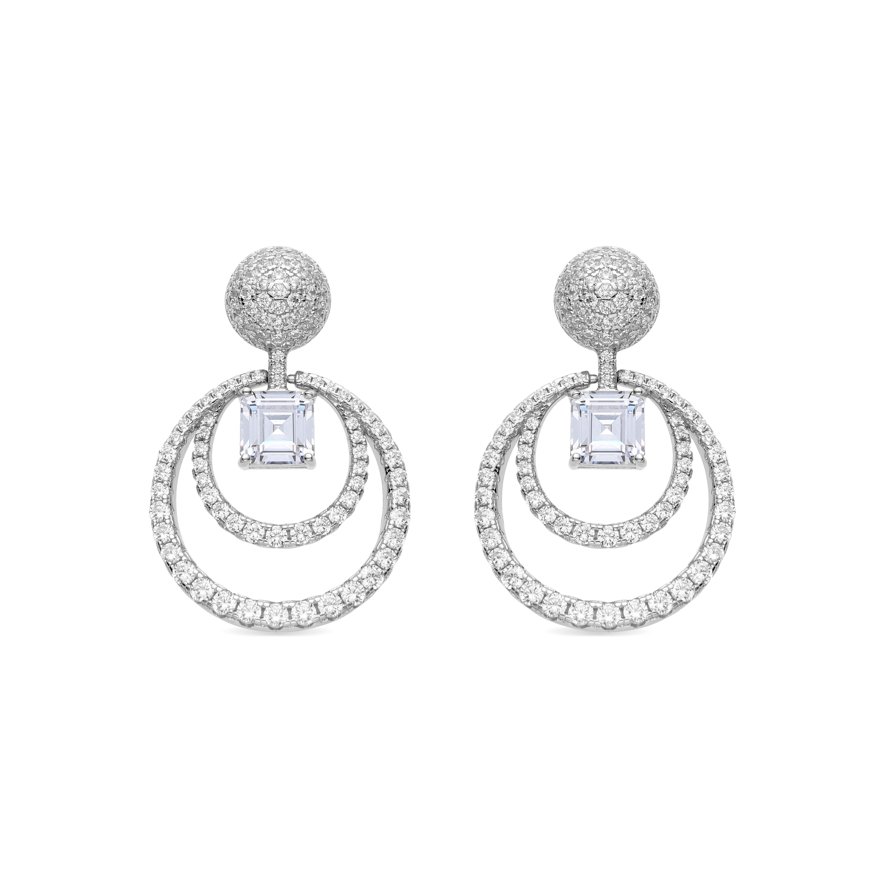 Pendientes de Plata de Ley 925 y Circonita Brillante acabados en rodio - Metrih