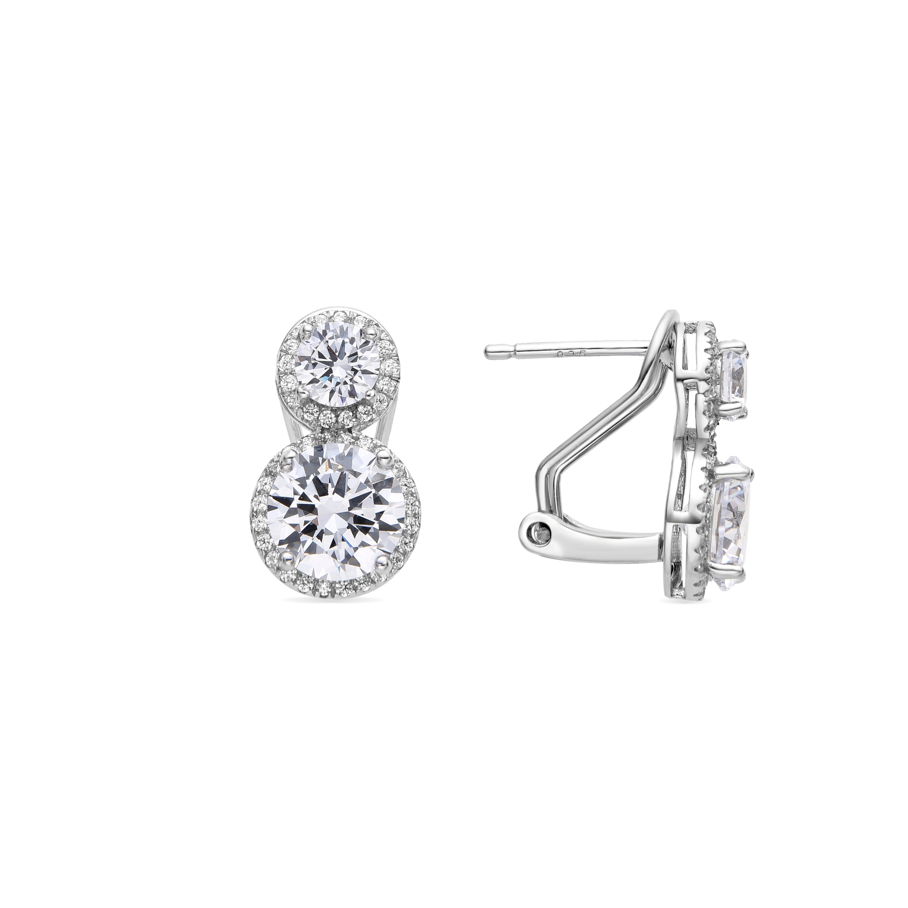 Pendientes De Plata De Ley 925 con Circonita Brillante acabado rodio - Pruka