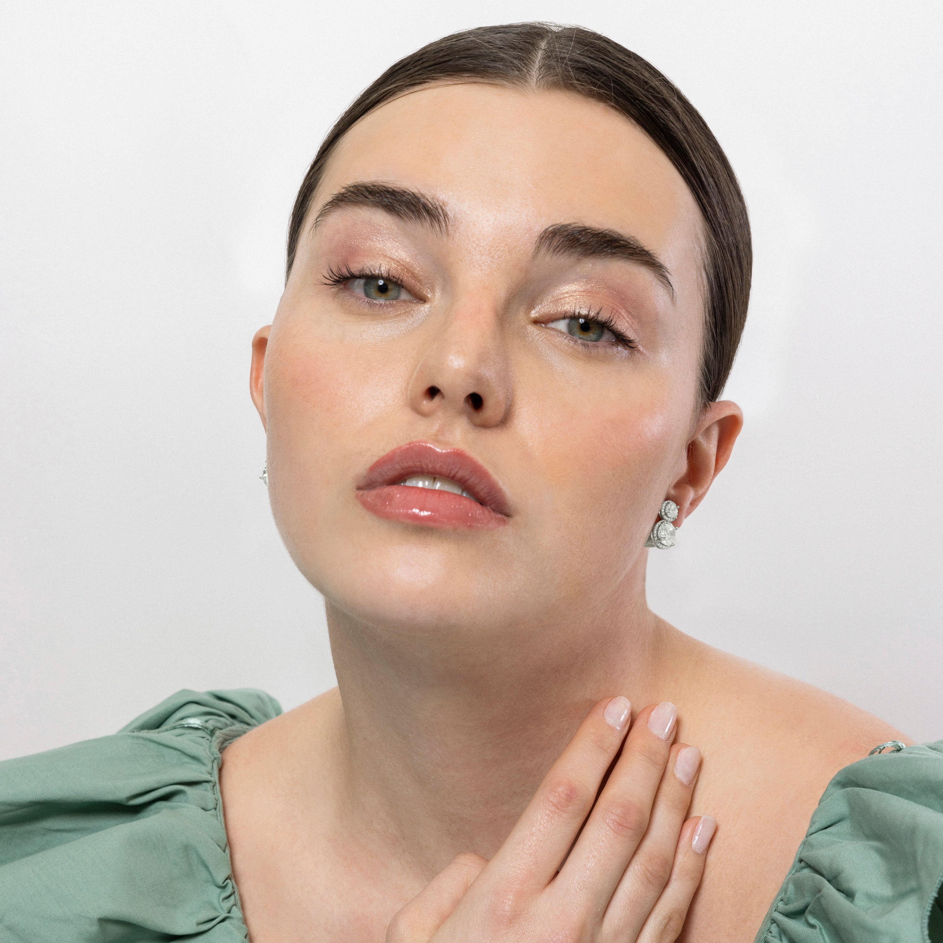 Pendientes De Plata De Ley 925 con Circonita Brillante acabado rodio - Pruka