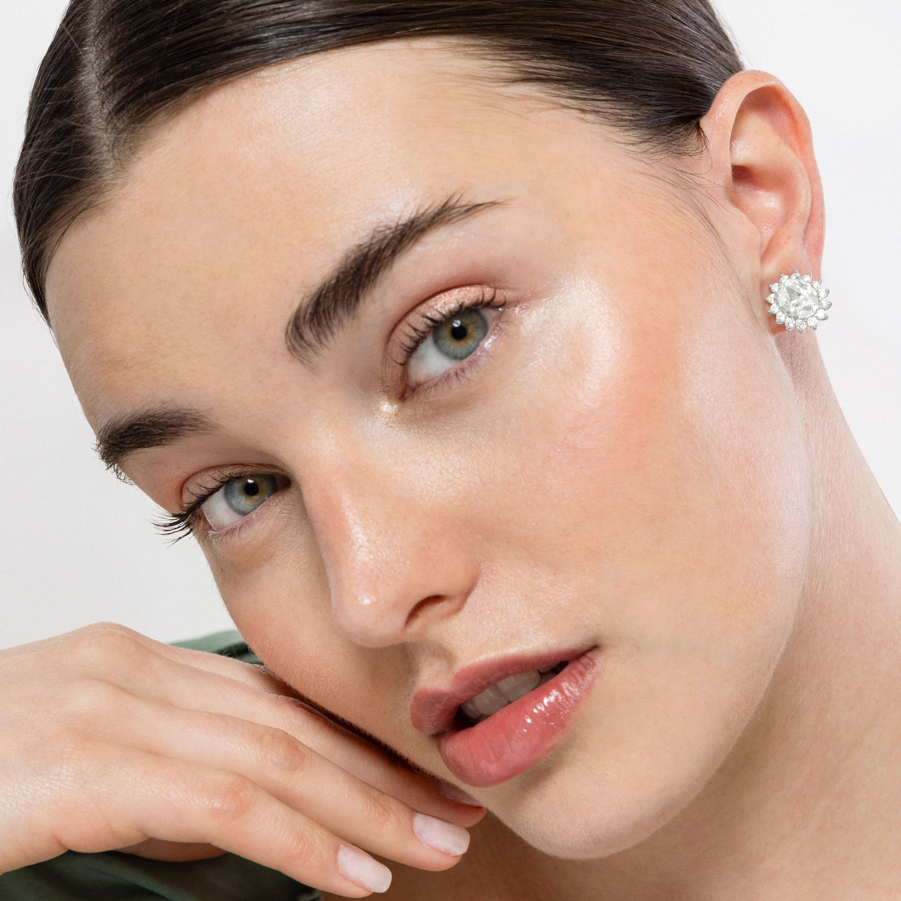 Pendientes de Plata de Ley 925 y Circonita Brillante acabados en rodio - Dinoc