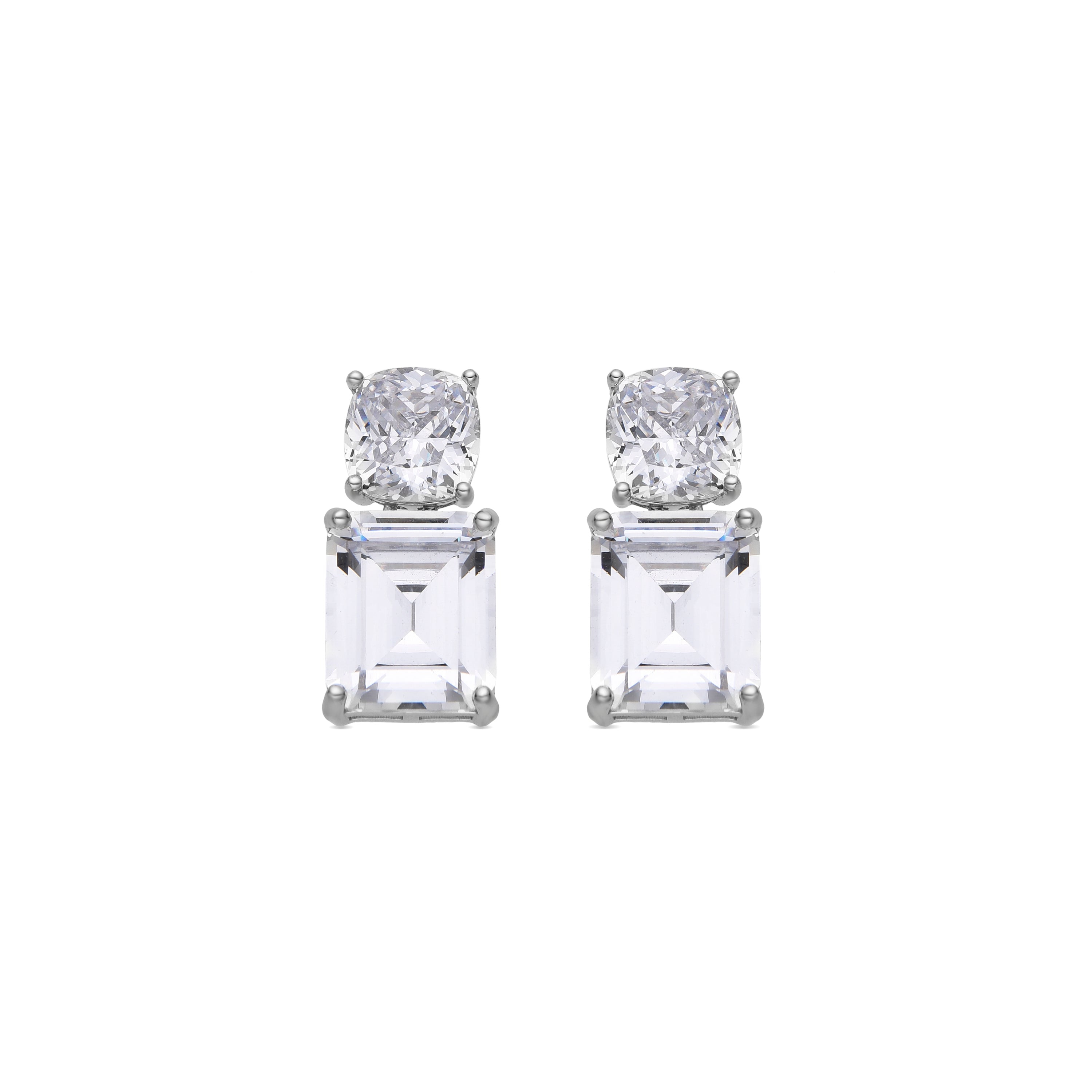 Pendientes de Plata de Ley 925 y Circonita Topacio Azul acabado en rodio - Theoa