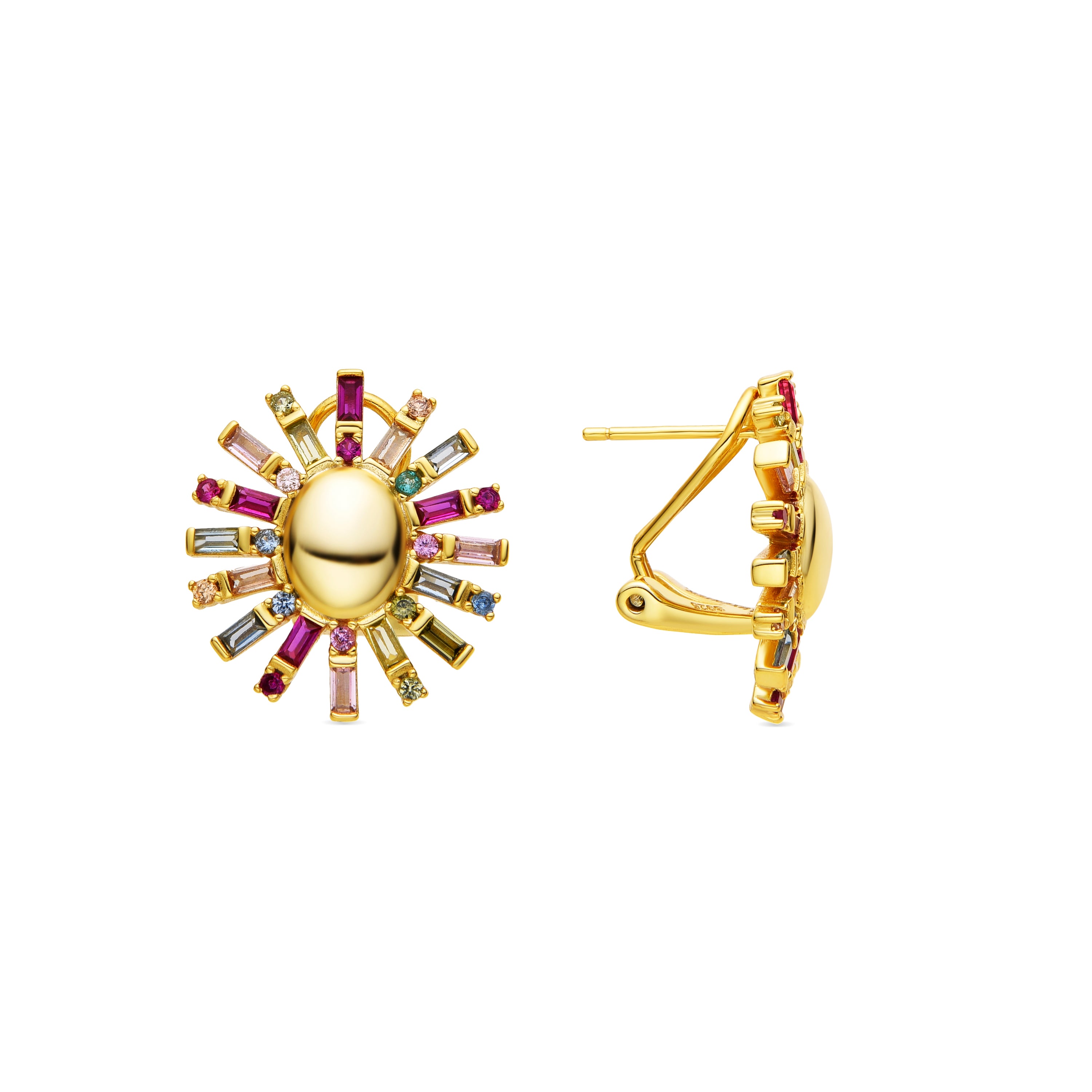 Pendientes de Plata de Ley 925 y Circonita Multicolor acabado oro 18k - Otyx