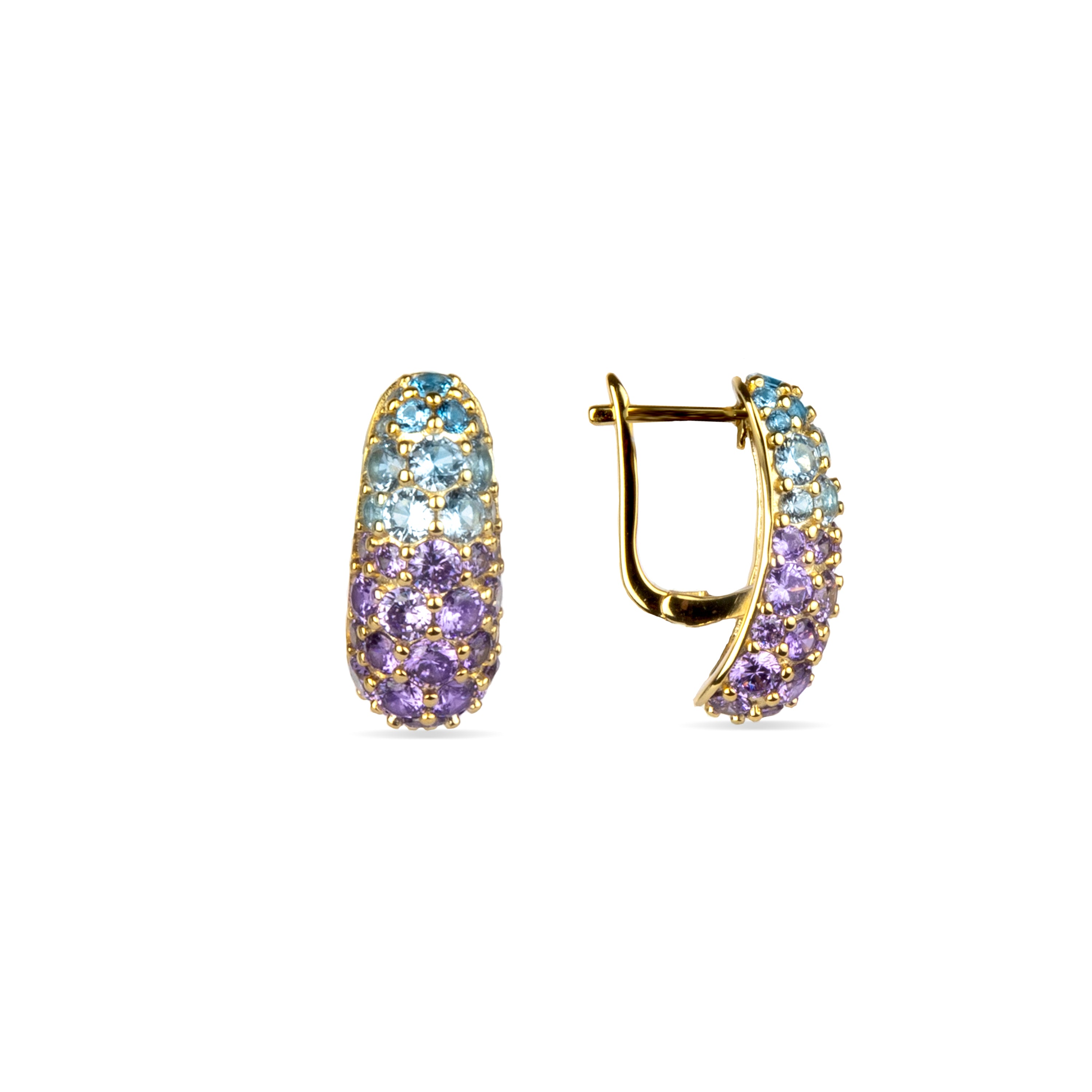 Pendientes de Plata de Ley 925 y Circonita Multicolor acabado oro 18k - Abxi