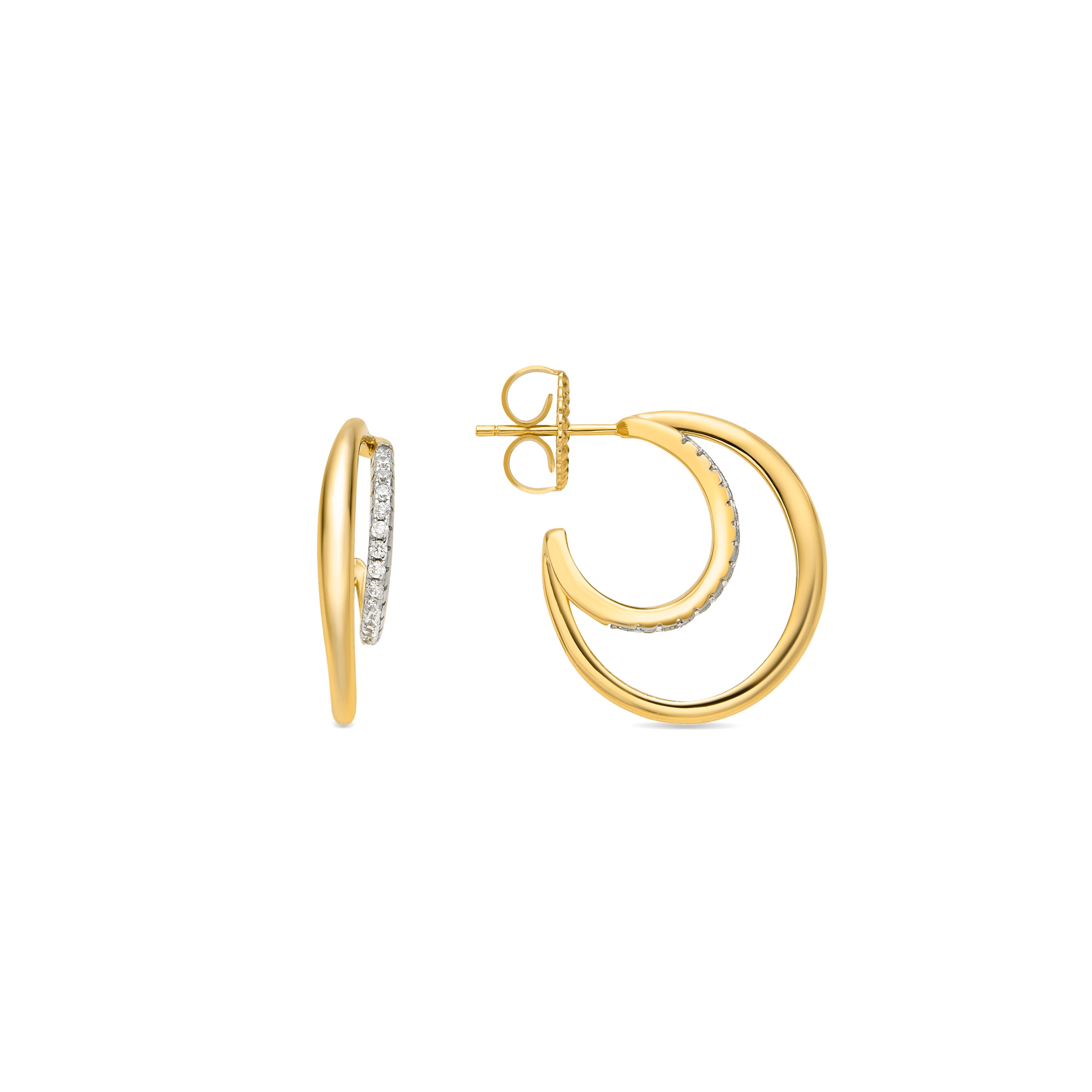 Pendientes de Plata de Ley 925 y Circonita Brillante acabado oro amarillo de 18k - Bugdy