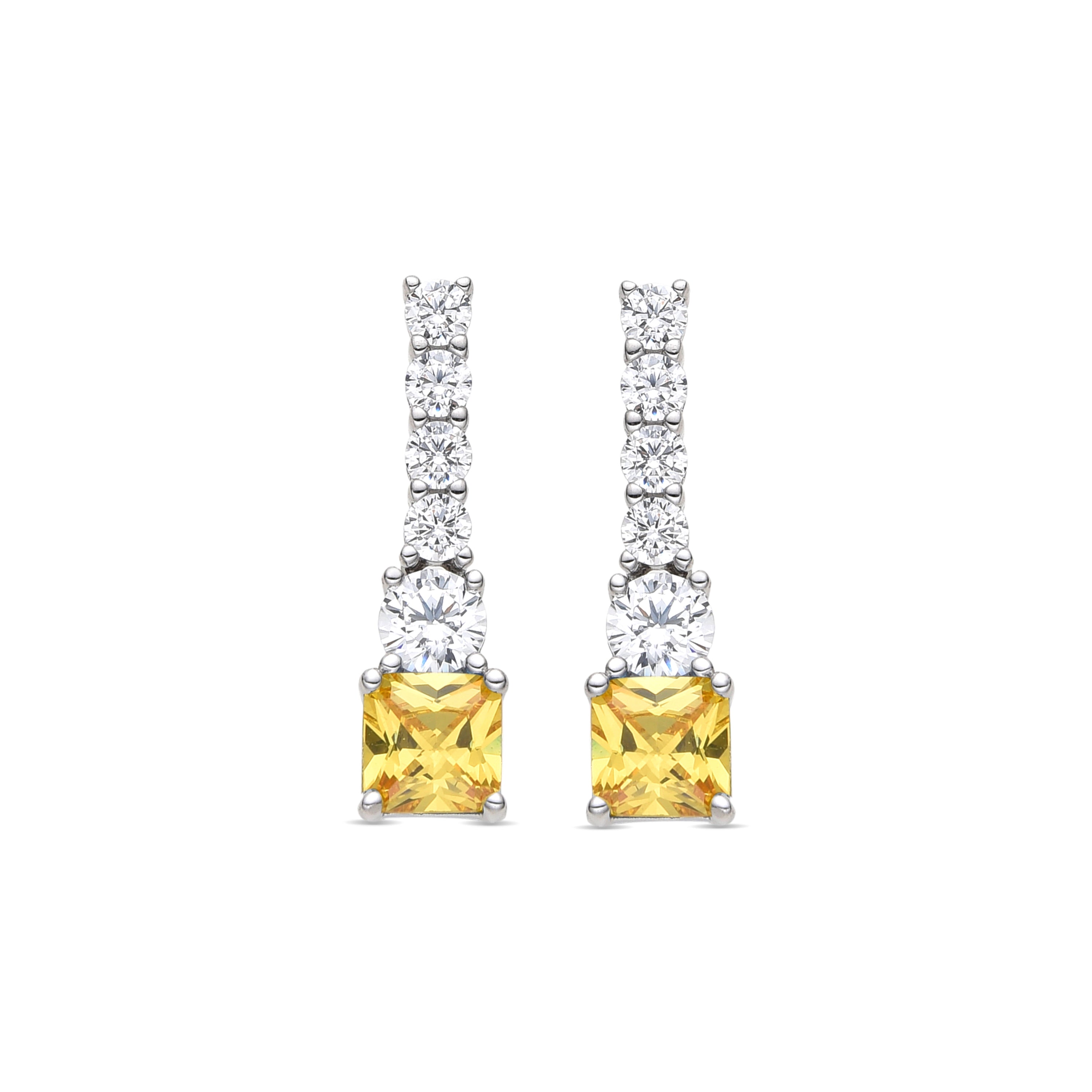 Pendientes de Plata de Ley 925 y Padparadscha acabado rodio - Himith