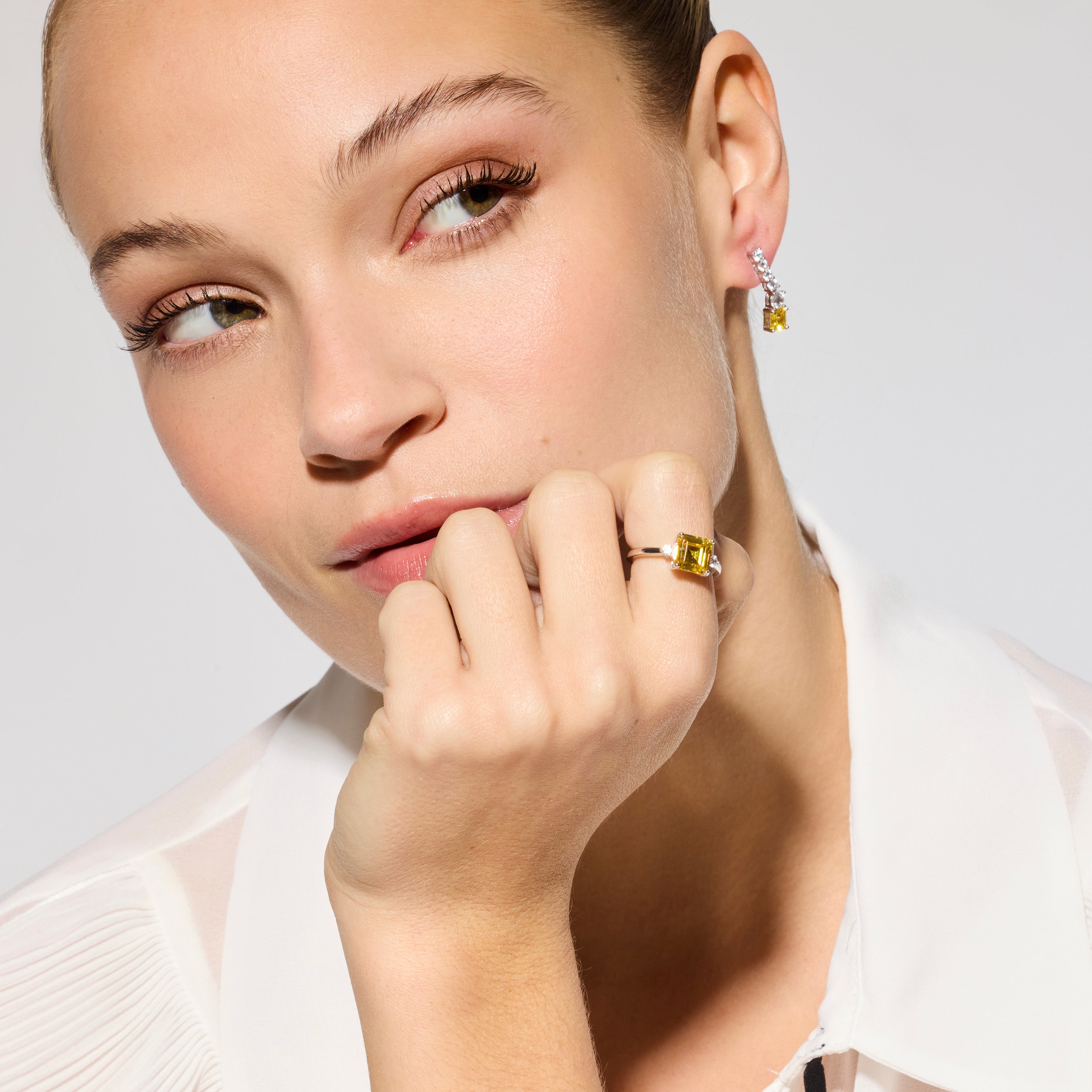 Pendientes de Plata de Ley 925 y Padparadscha acabado rodio - Himith