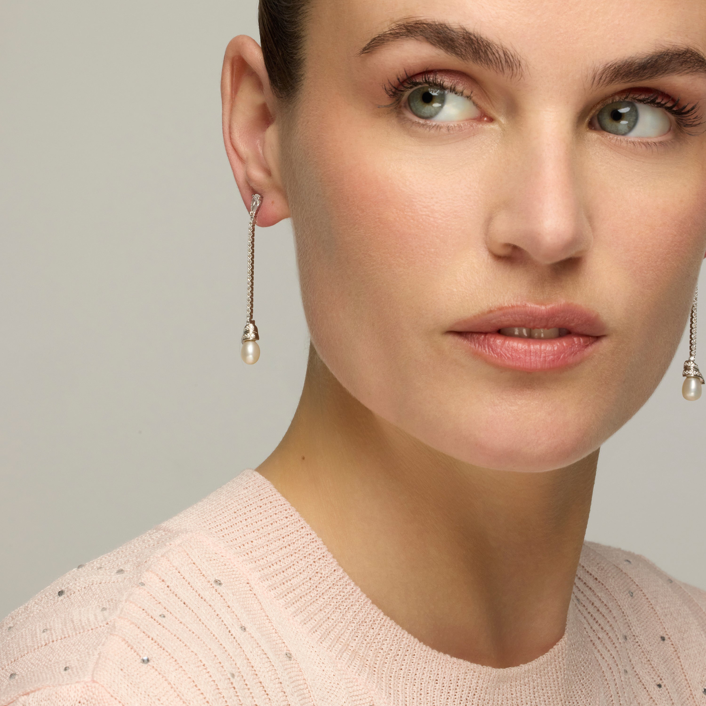 Pendientes de Plata de Ley 925 y Perla Blanca acabado rodio - Darze