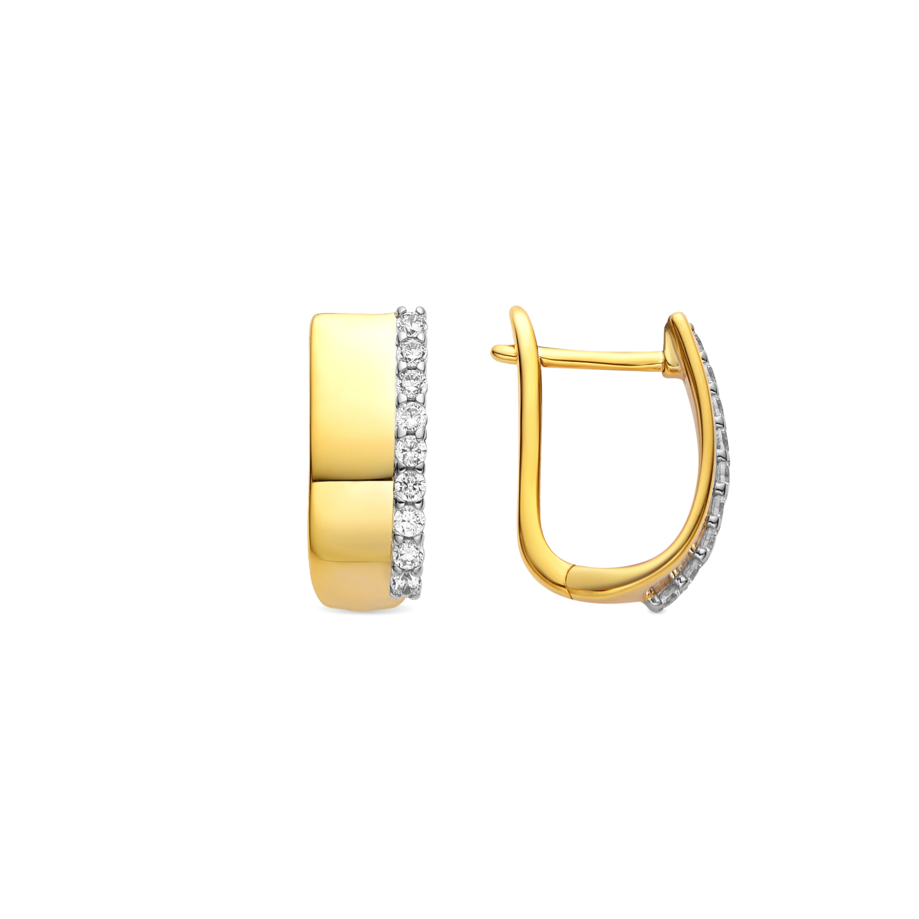 Boucles d&amp;#39;oreilles en argent sterling 925 et zircon brillant finition or jaune 18k - Tezel