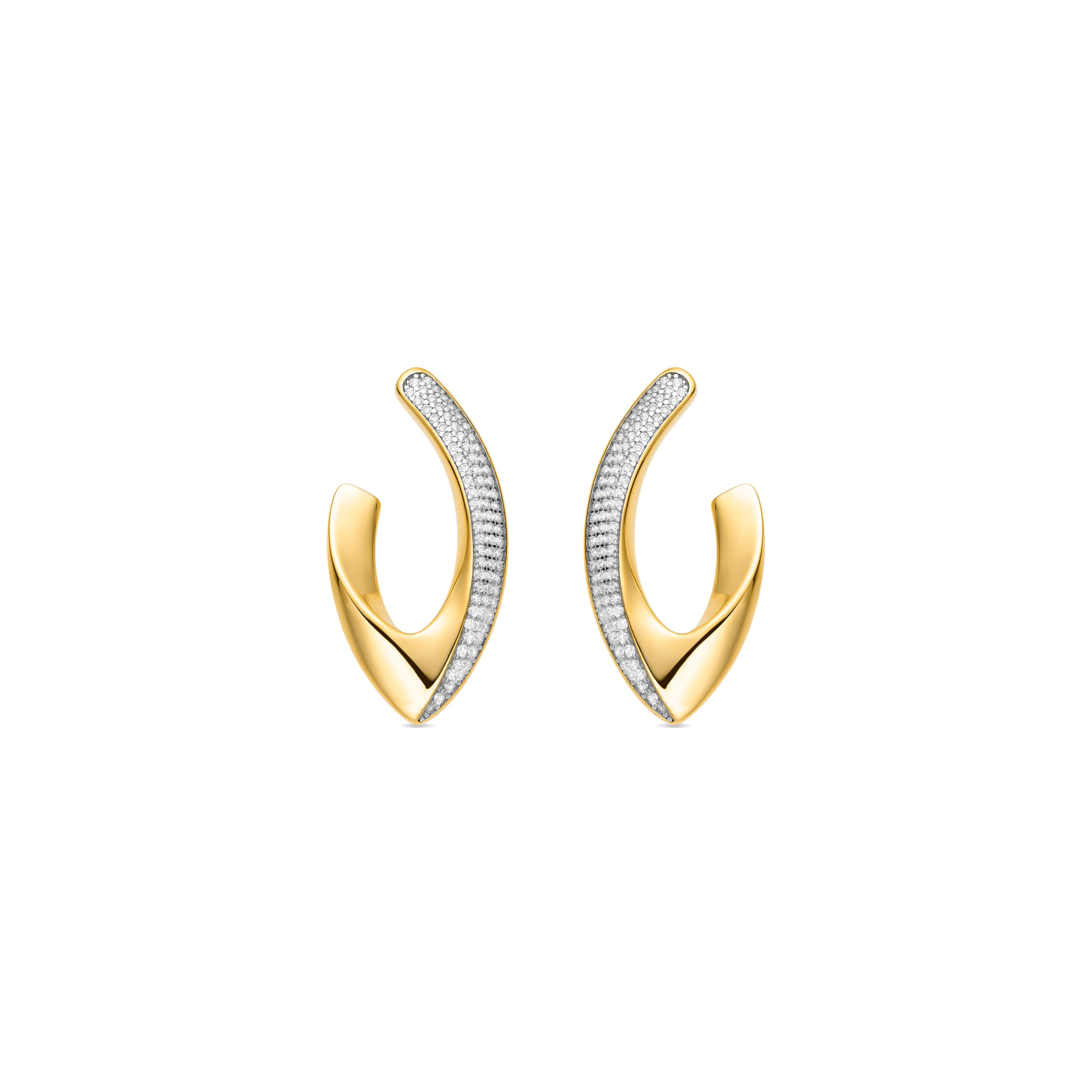 Boucles d&amp;#39;oreilles en argent sterling 925 et zircon brillant finition or jaune 18k - Kurpip