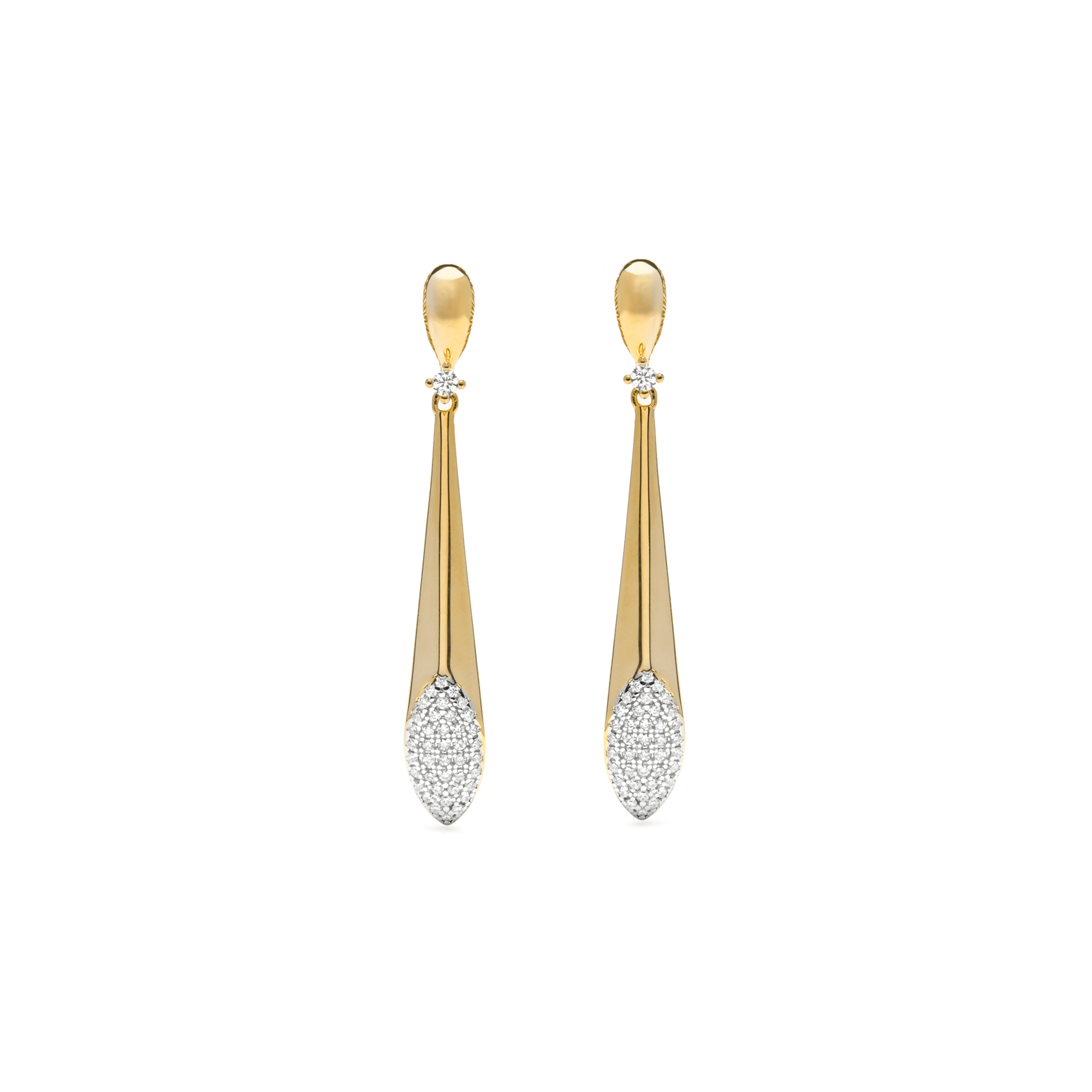 Pendientes de Plata de Ley 925 y Circonita Brillante acabado en oro amarillo 18k - Barka