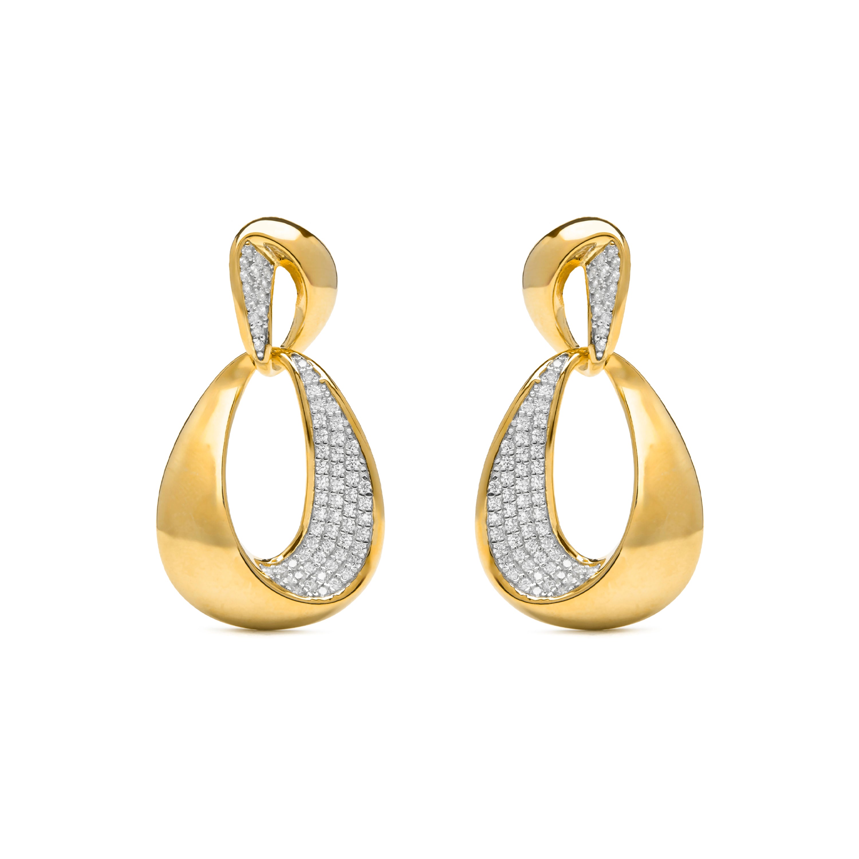 Pendientes de Plata de Ley 925 y Circonita Brillante acabado en oro amarillo 18k - Pokha