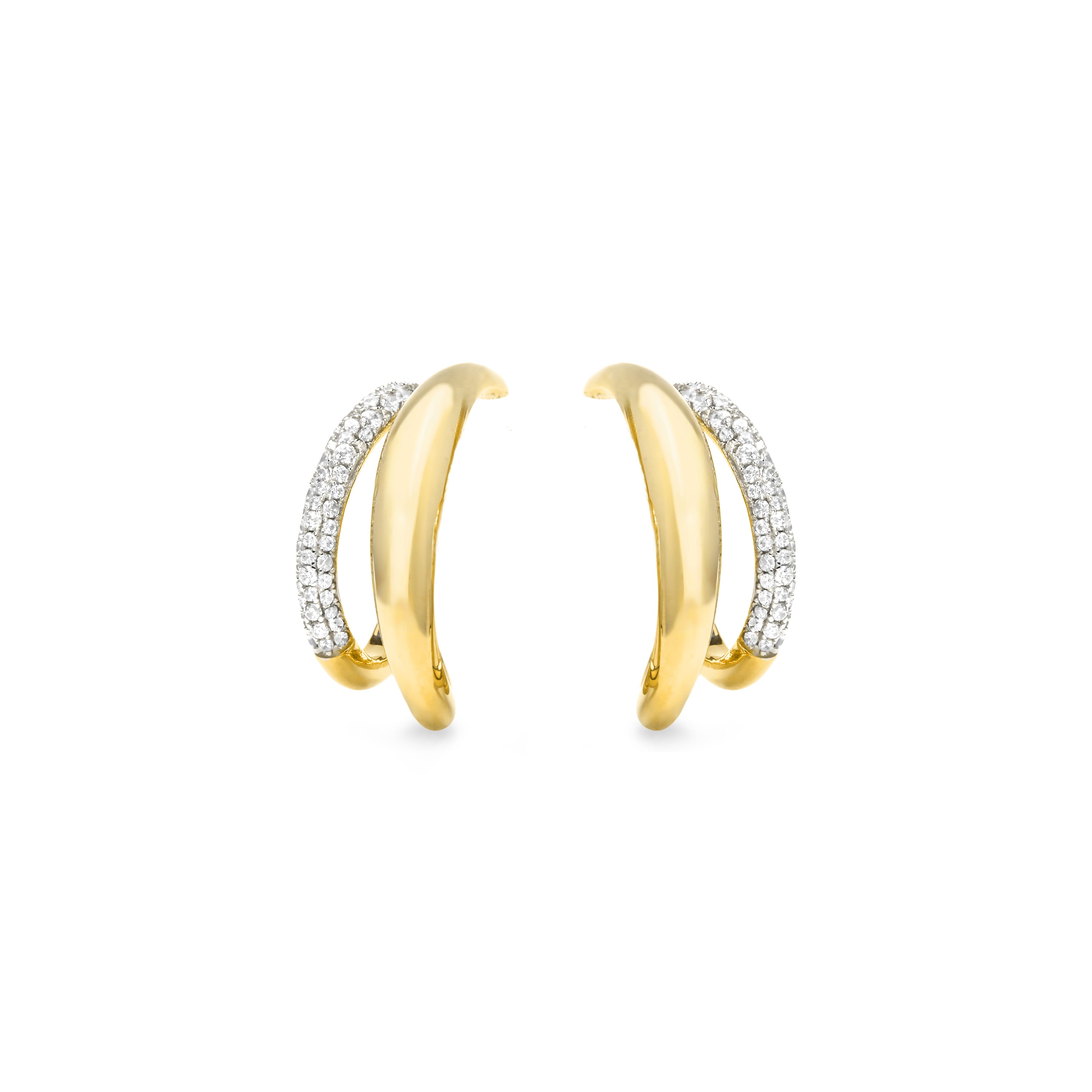 Pendientes de Plata de Ley 925 y Circonita Brillante acabado en oro amarillo 18k - Welha