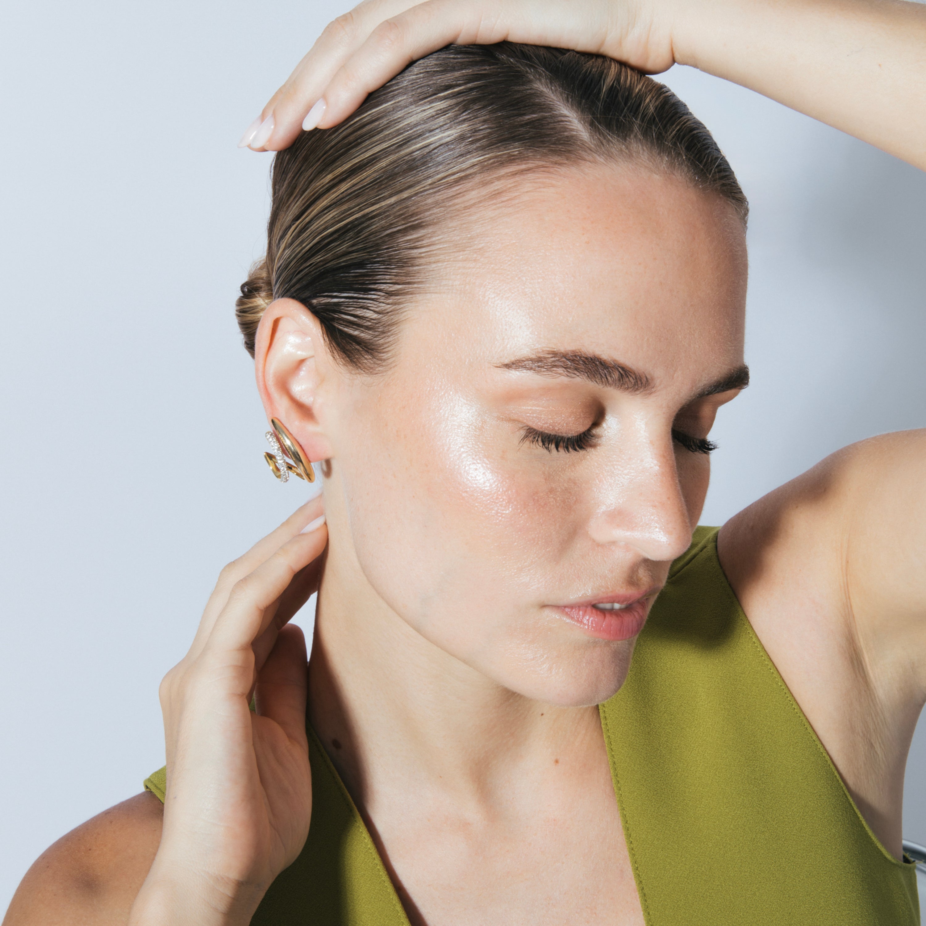 Pendientes de Plata de Ley 925 y Circonita Brillante acabado en oro amarillo 18k - Welha