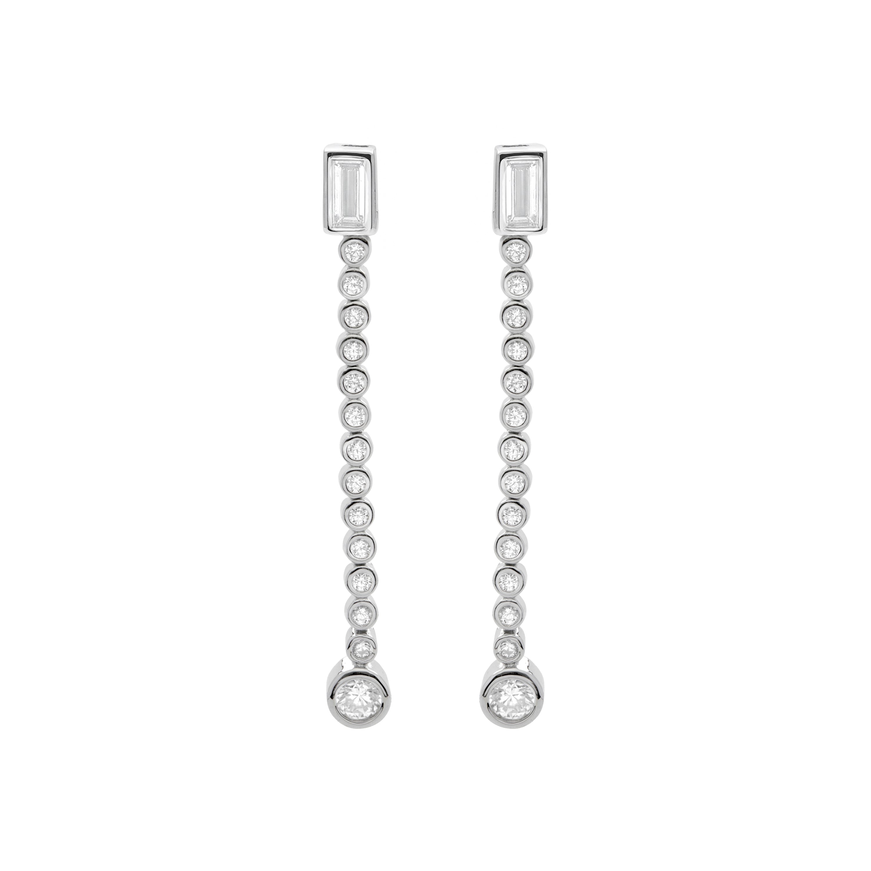 Pendientes de Plata de Ley 925 y Circonita Brillante acabado en rodio - Sayca