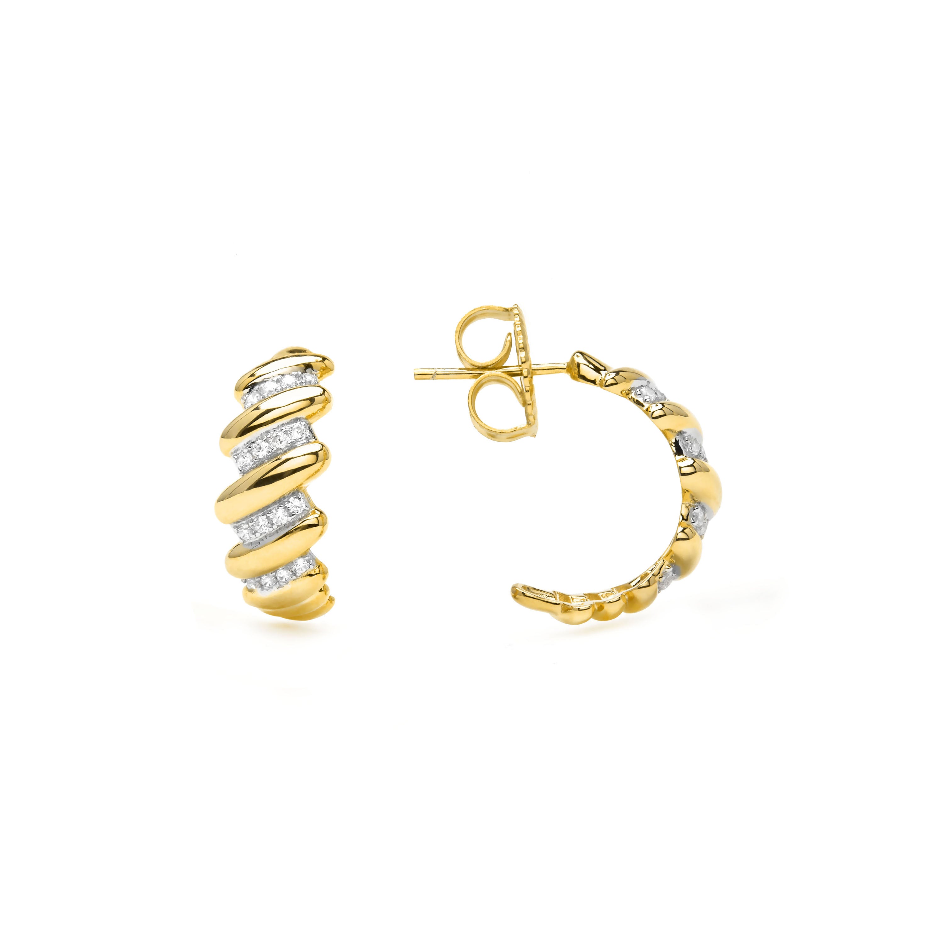 Pendientes de Plata de Ley 925 y Circonita Brillante acabado en oro amarillo 18k - Ally