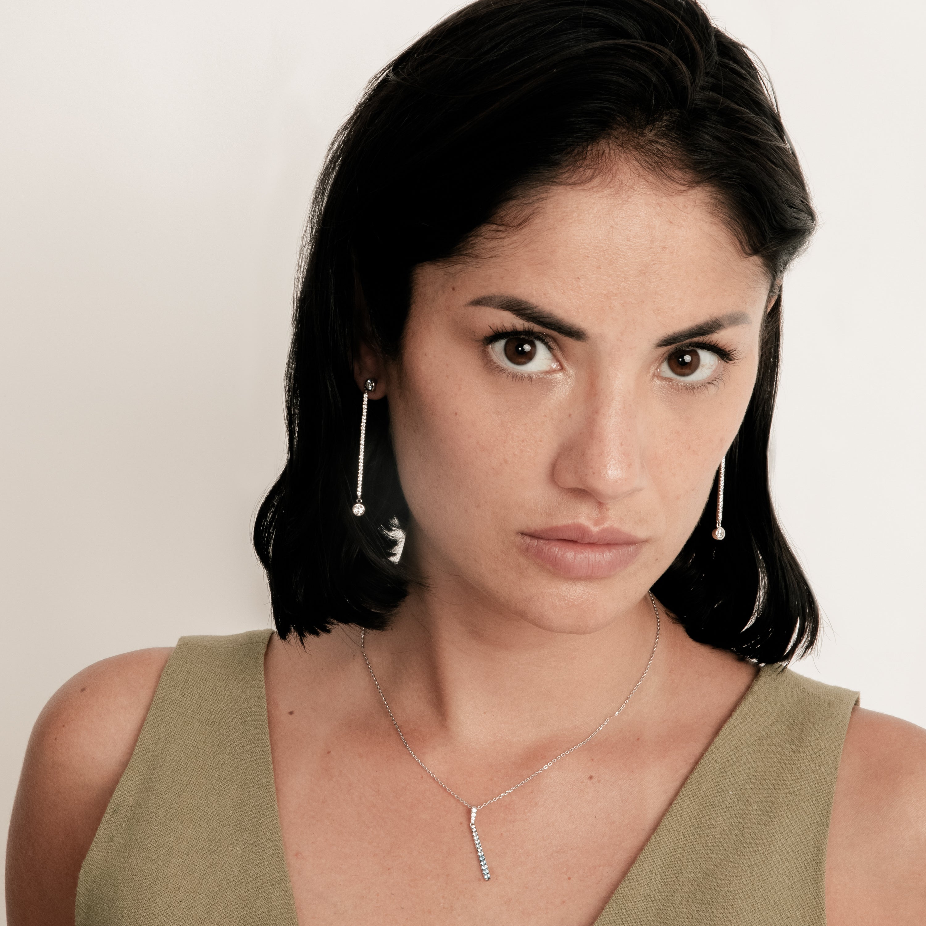 Pendientes de Plata de Ley 925 y Circonita Brillante acabado en rodio - Iperio