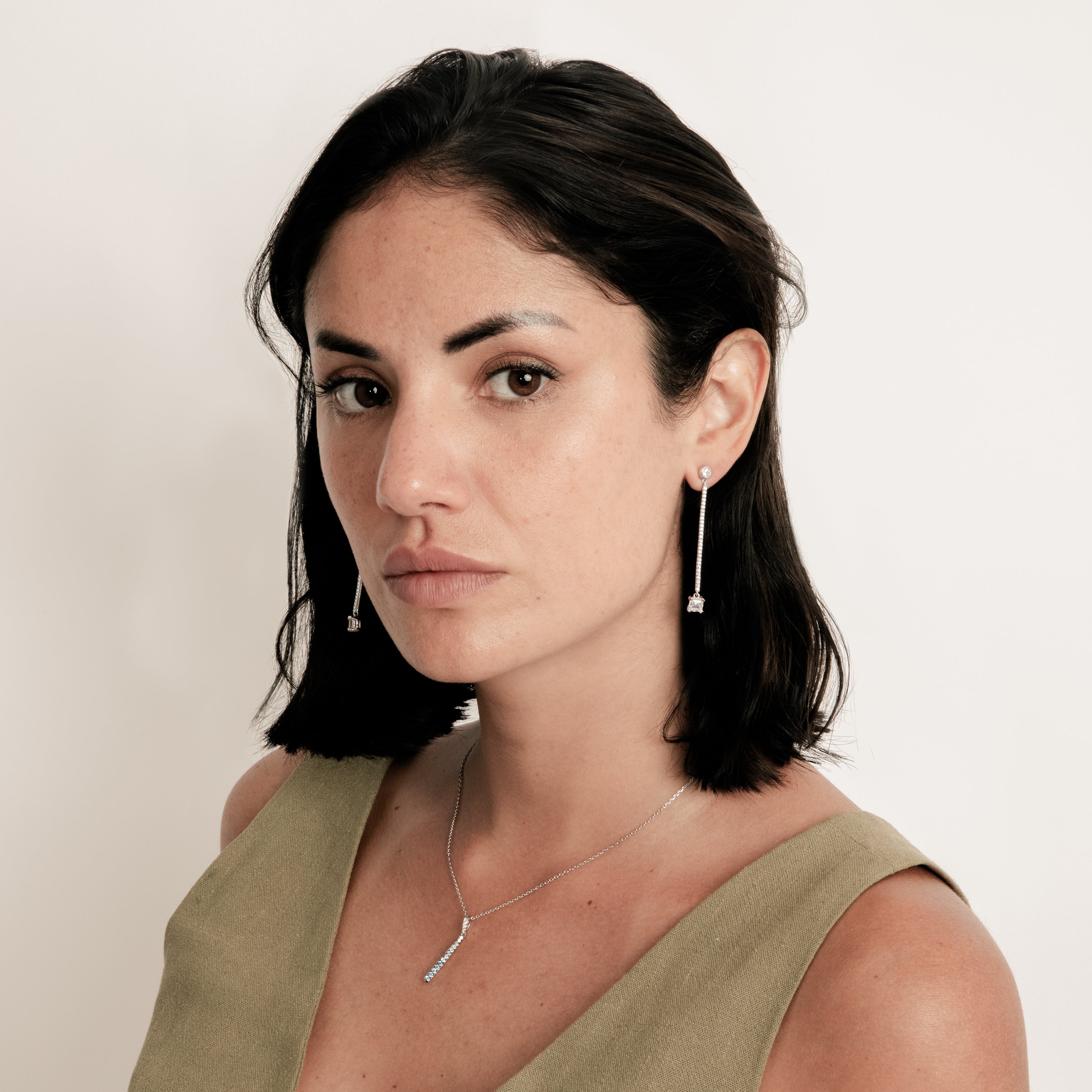 Pendientes de Plata de Ley 925 y Circonita Brillante acabado en rodio - Laf