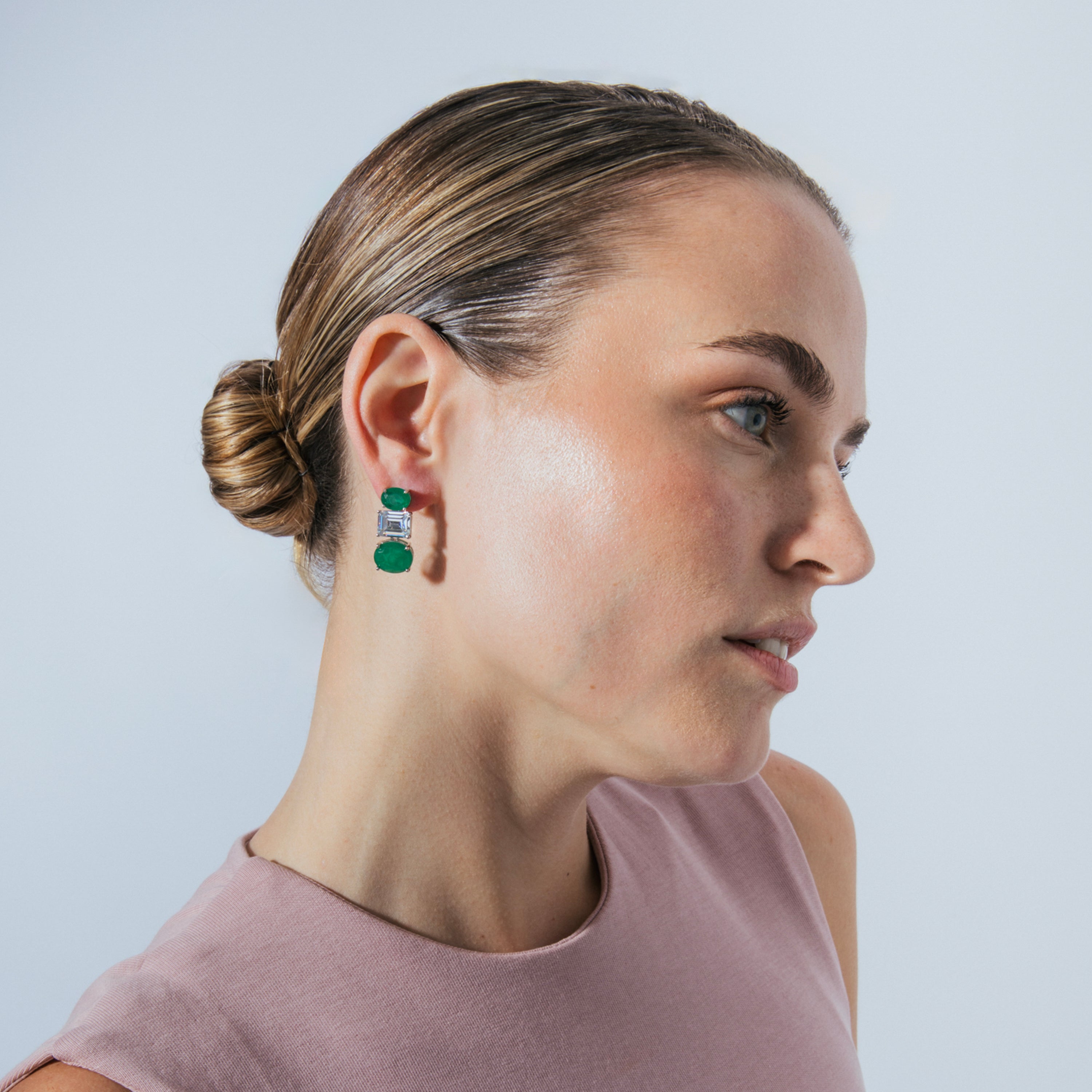 Pendientes de Plata de Ley 925 y Cuarzo Hidrotermal Verde Paraiba acabado en rodio - Draxe