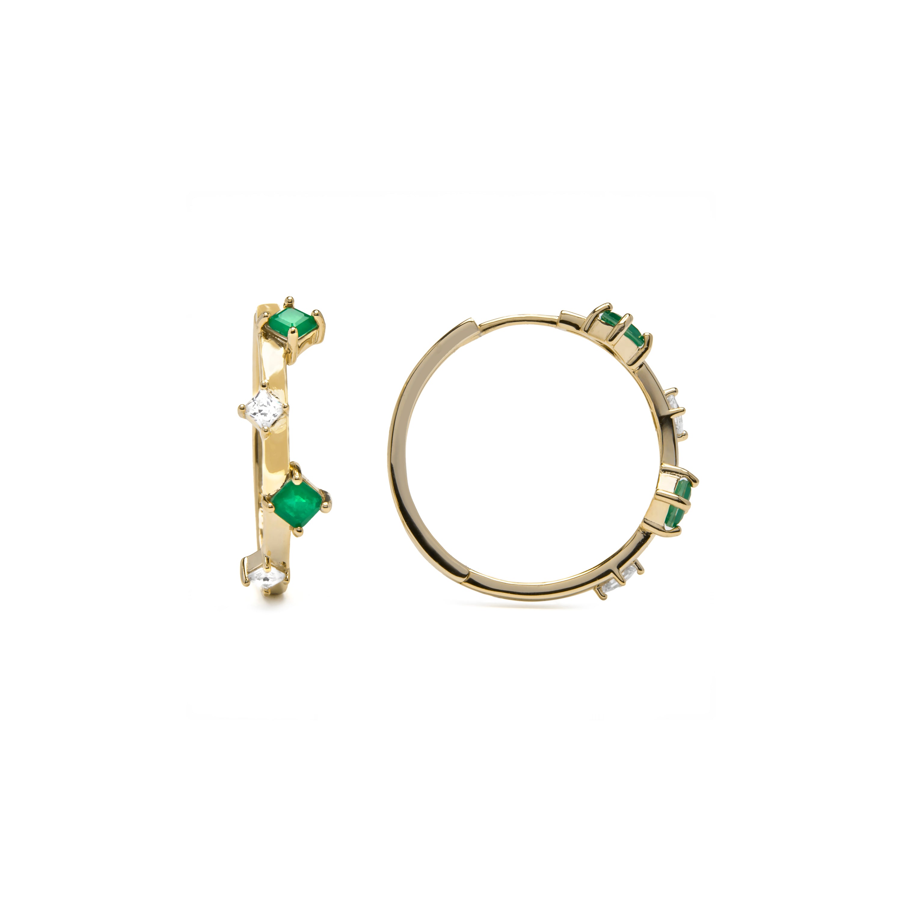 Pendientes de Plata de Ley 925 y Cuarzo Hidrotermal Verde Paraiba acabado en oro amarillo 18k - Drioge