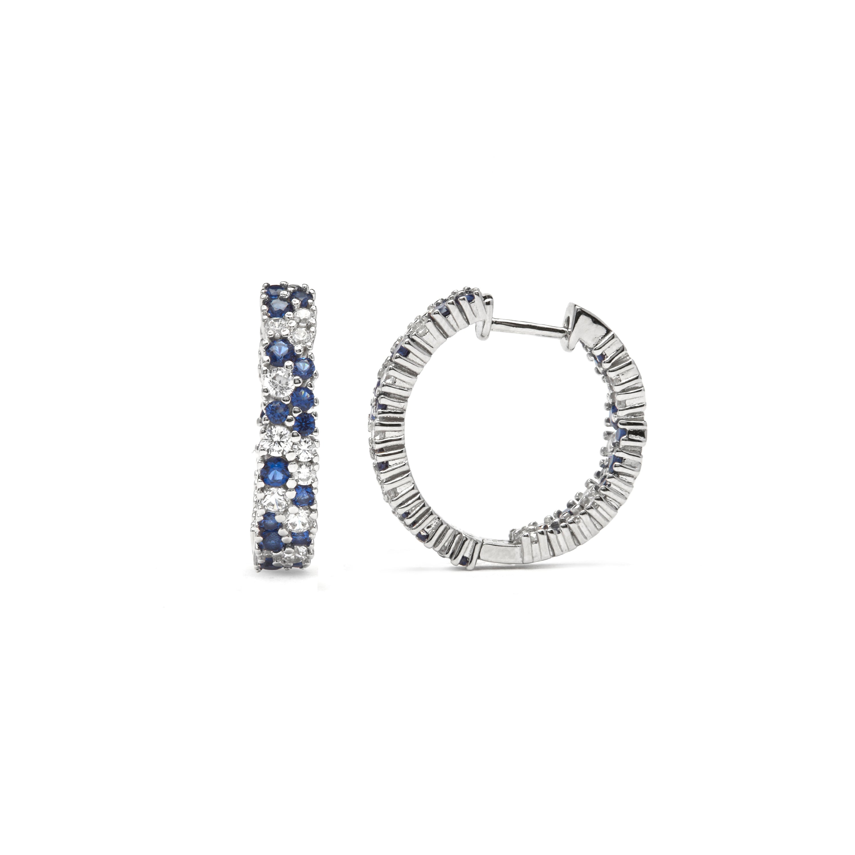 Pendientes de Plata de Ley 925 y Circonita Zafiro acabado en rodio - Nimane