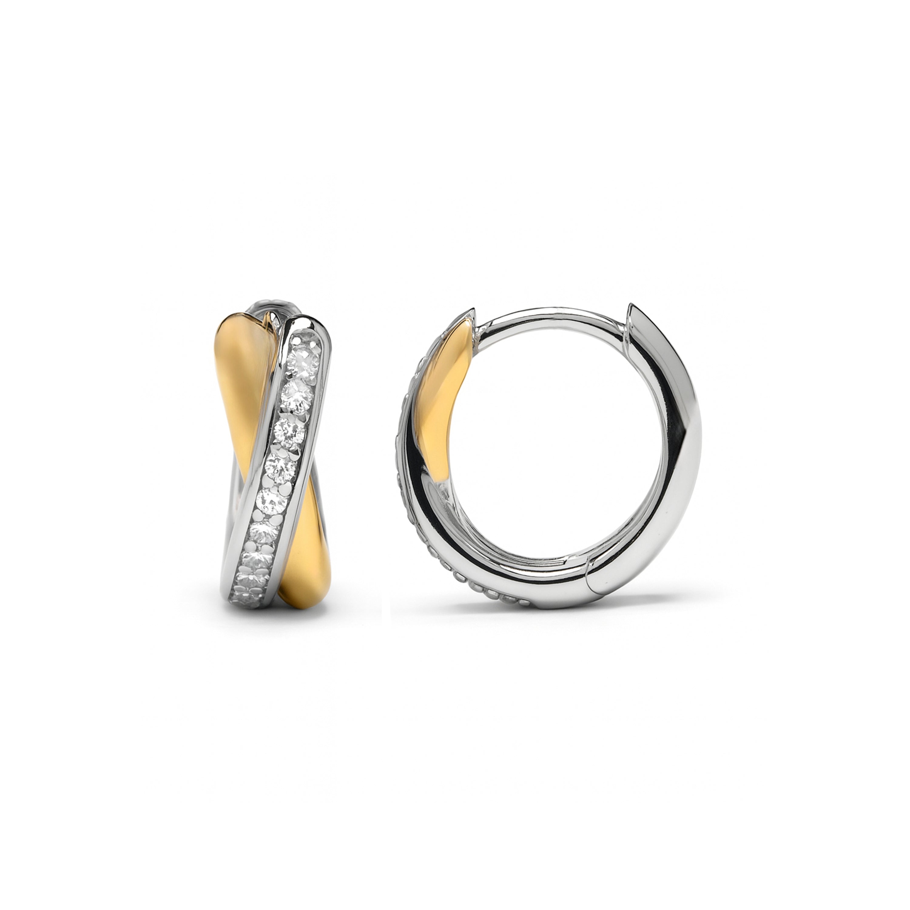 Pendientes de Plata de Ley 925 y Circonita Brillante acabado en oro amarillo 18k - Megle