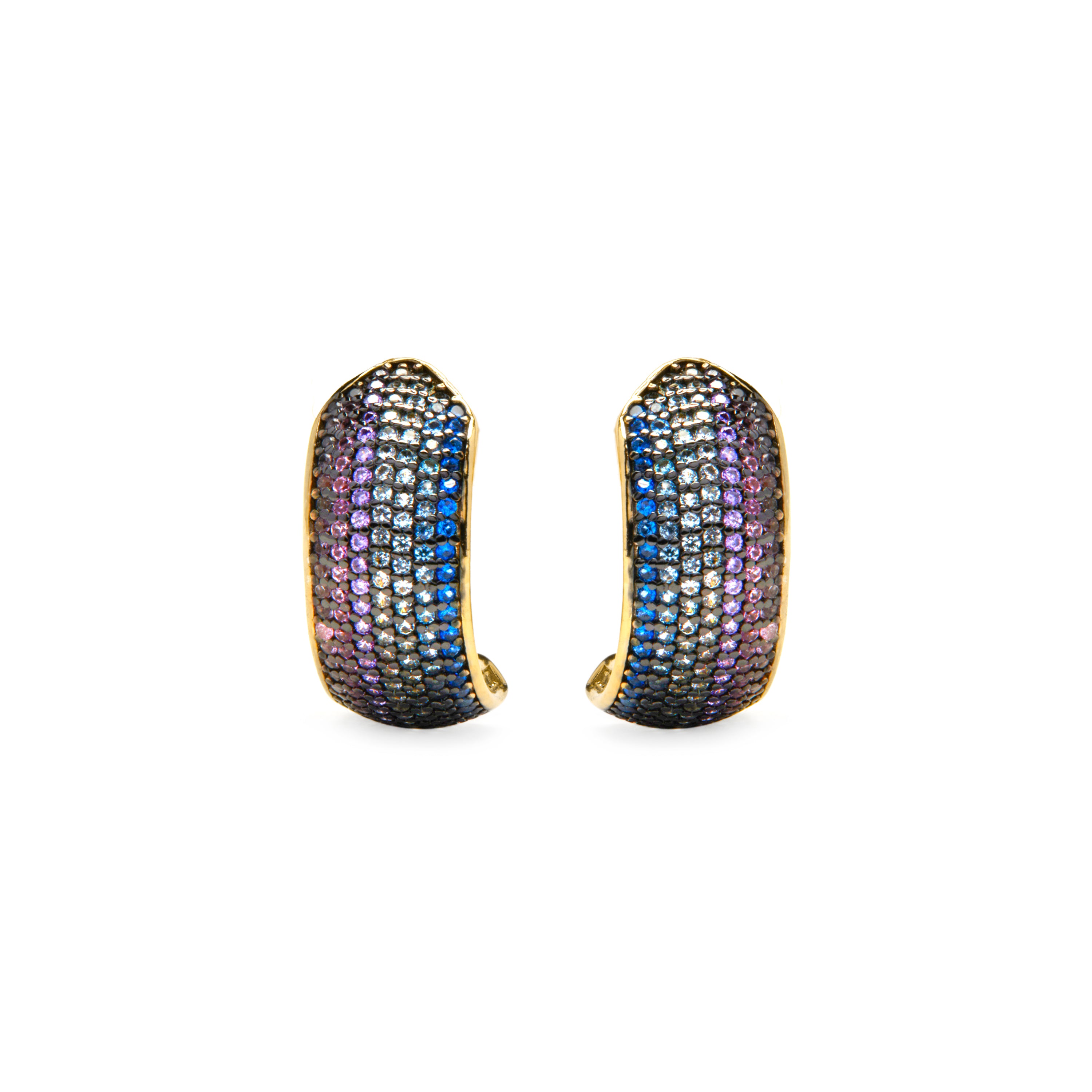 Pendientes de Plata de Ley 925 y Circonita Multicolor acabado en oro amarillo 18k - Sembu
