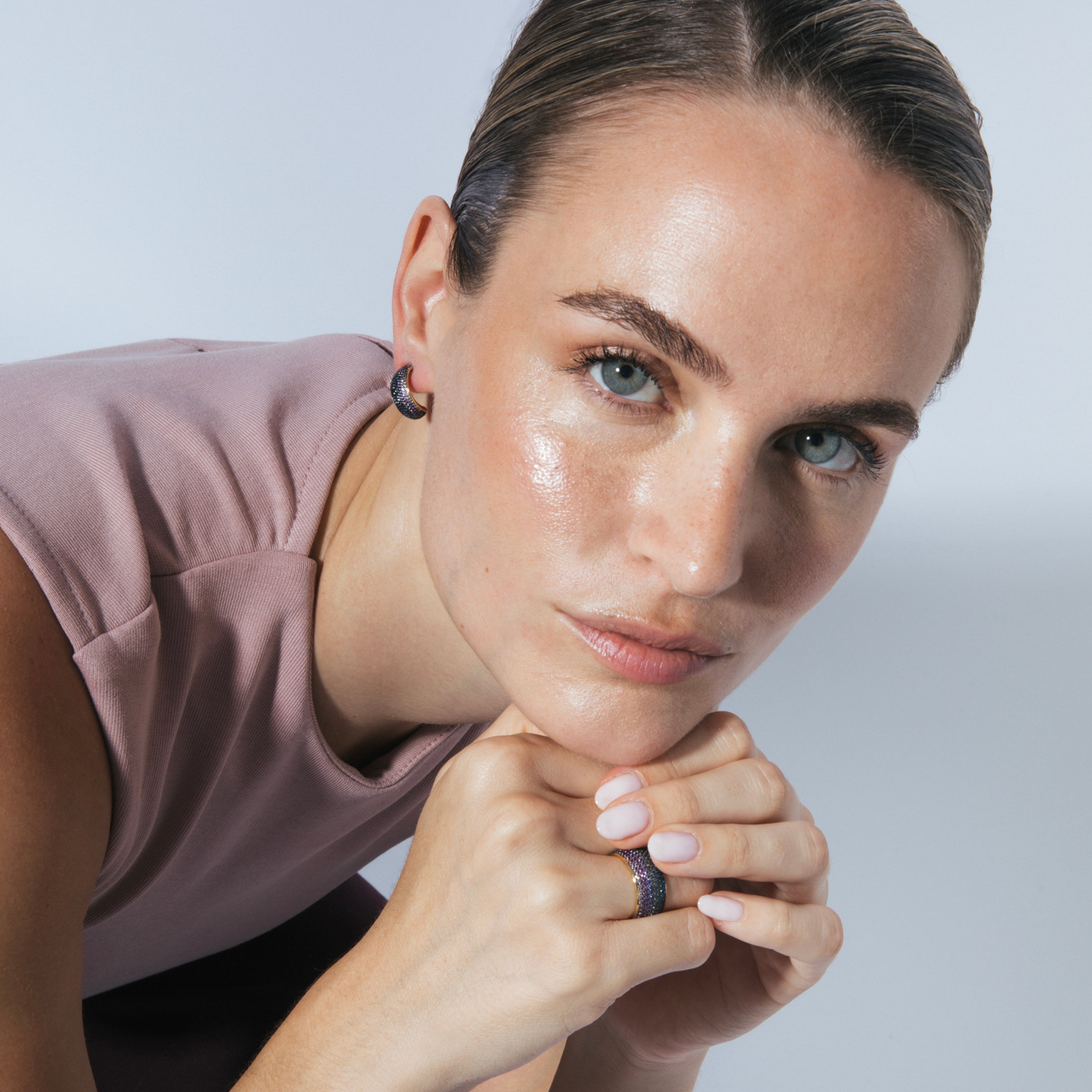 Pendientes de Plata de Ley 925 y Circonita Multicolor acabado en oro amarillo 18k - Sembu