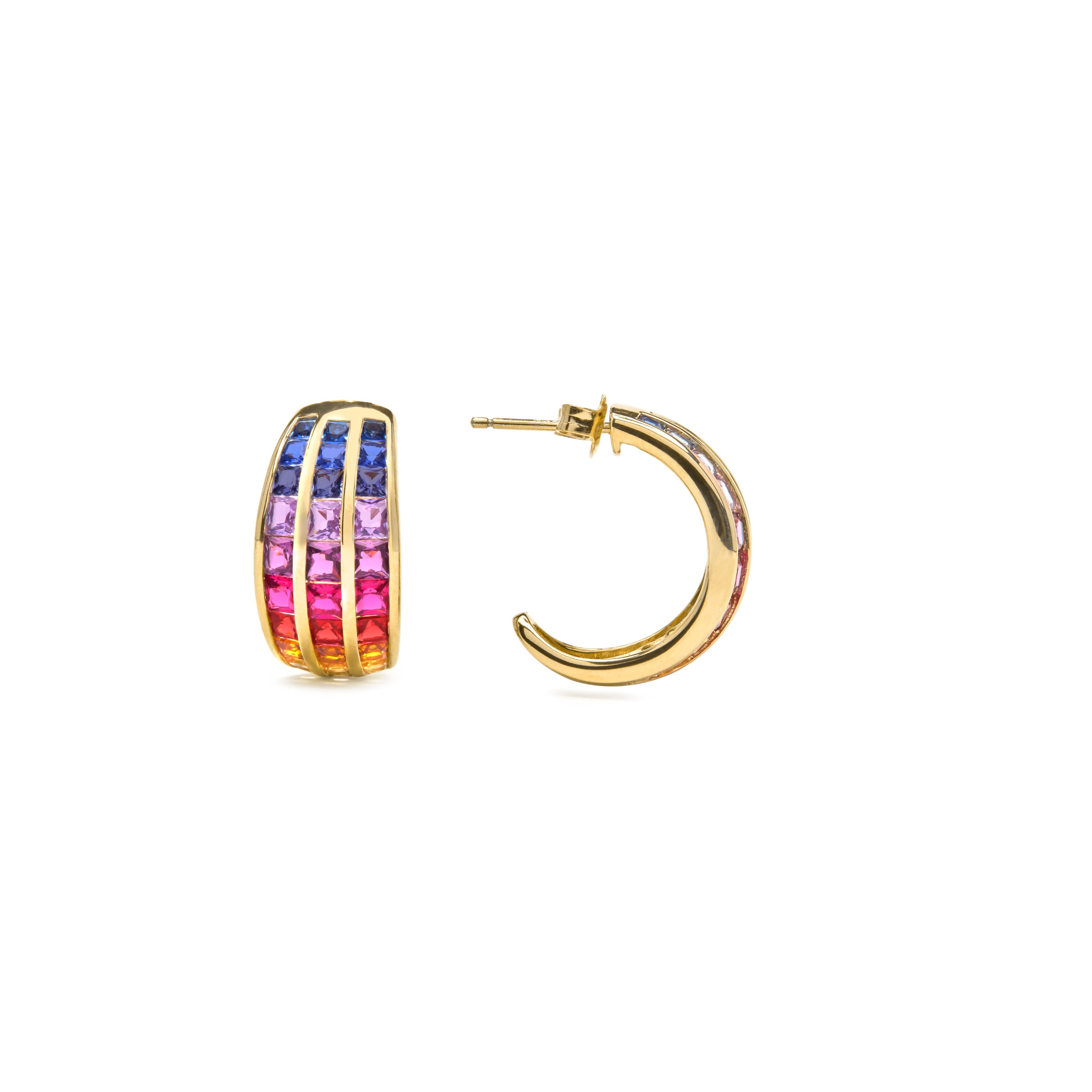 Pendientes de Plata de Ley 925 y Circonita Multicolor acabado en oro amarillo 18k - Pilmad