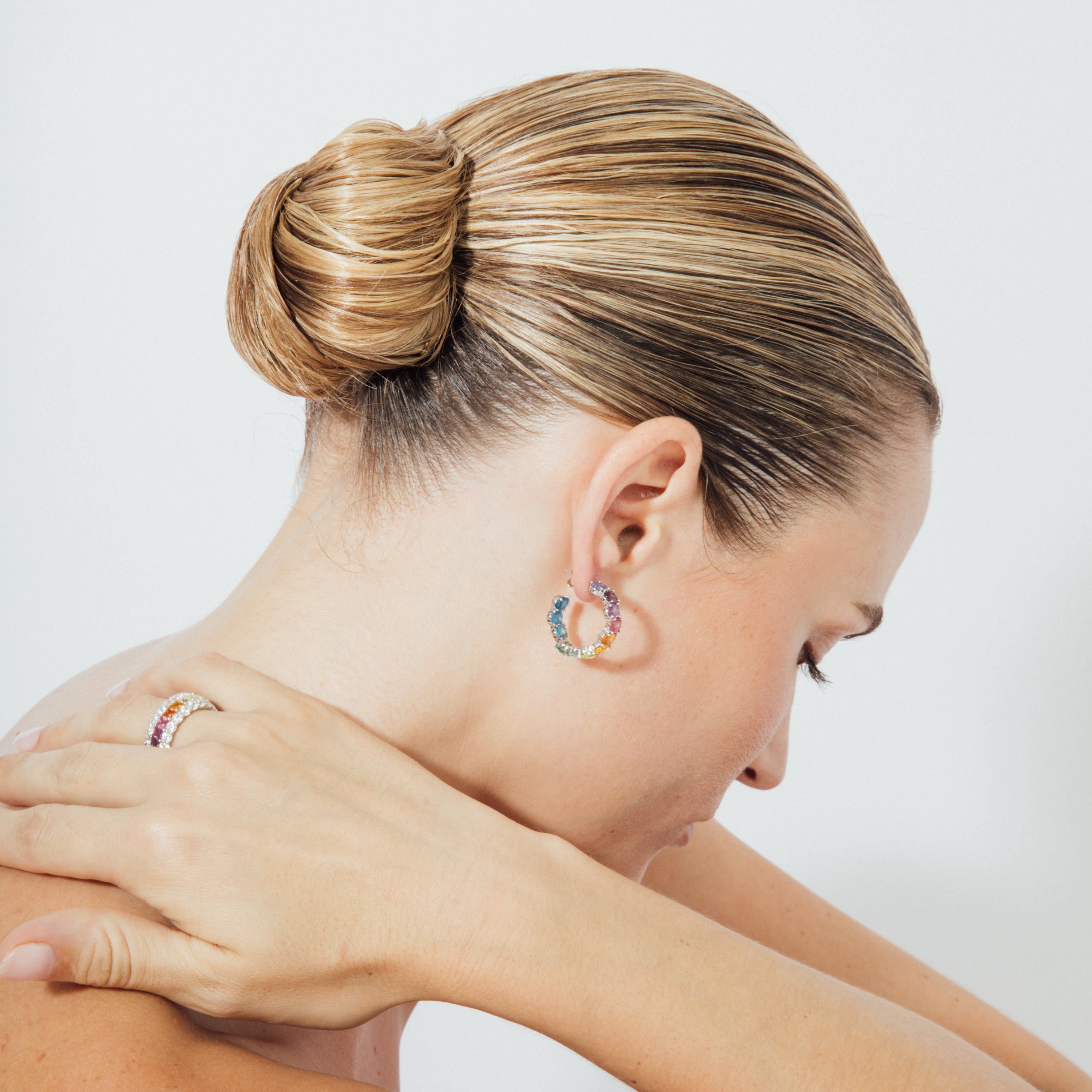 Pendientes de Plata de Ley 925 y Circonita Multicolor acabado en rodio - Tinwa