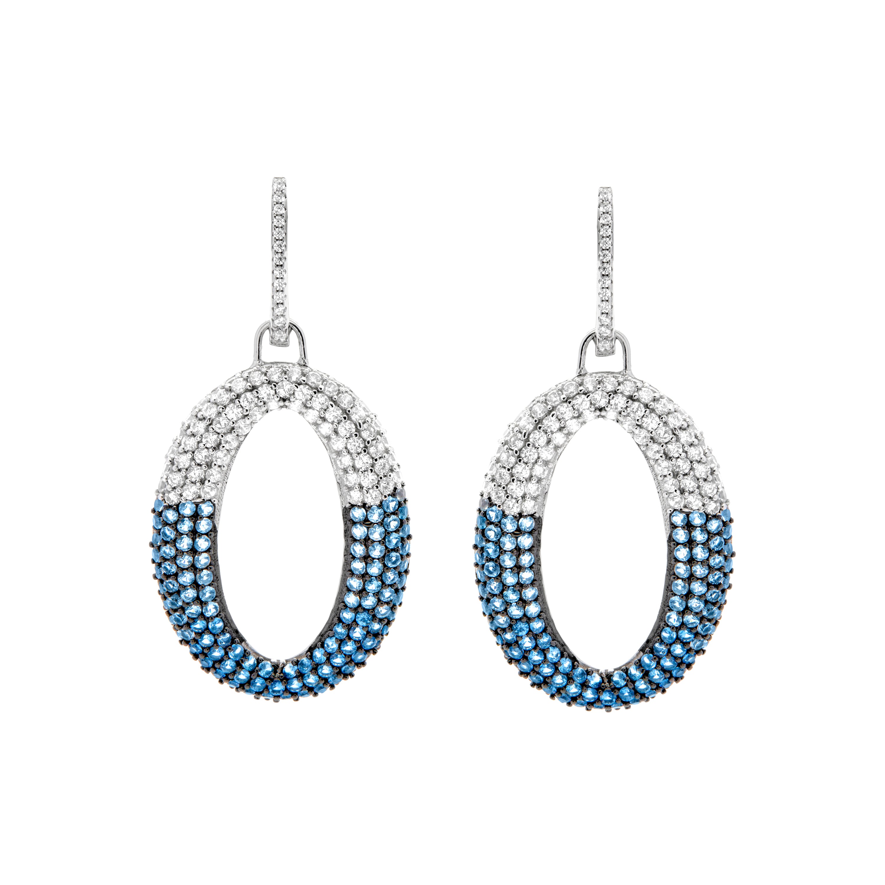 Pendientes de Plata de Ley 925 y Circonita Topacio Azul acabado en rodio - Verisem