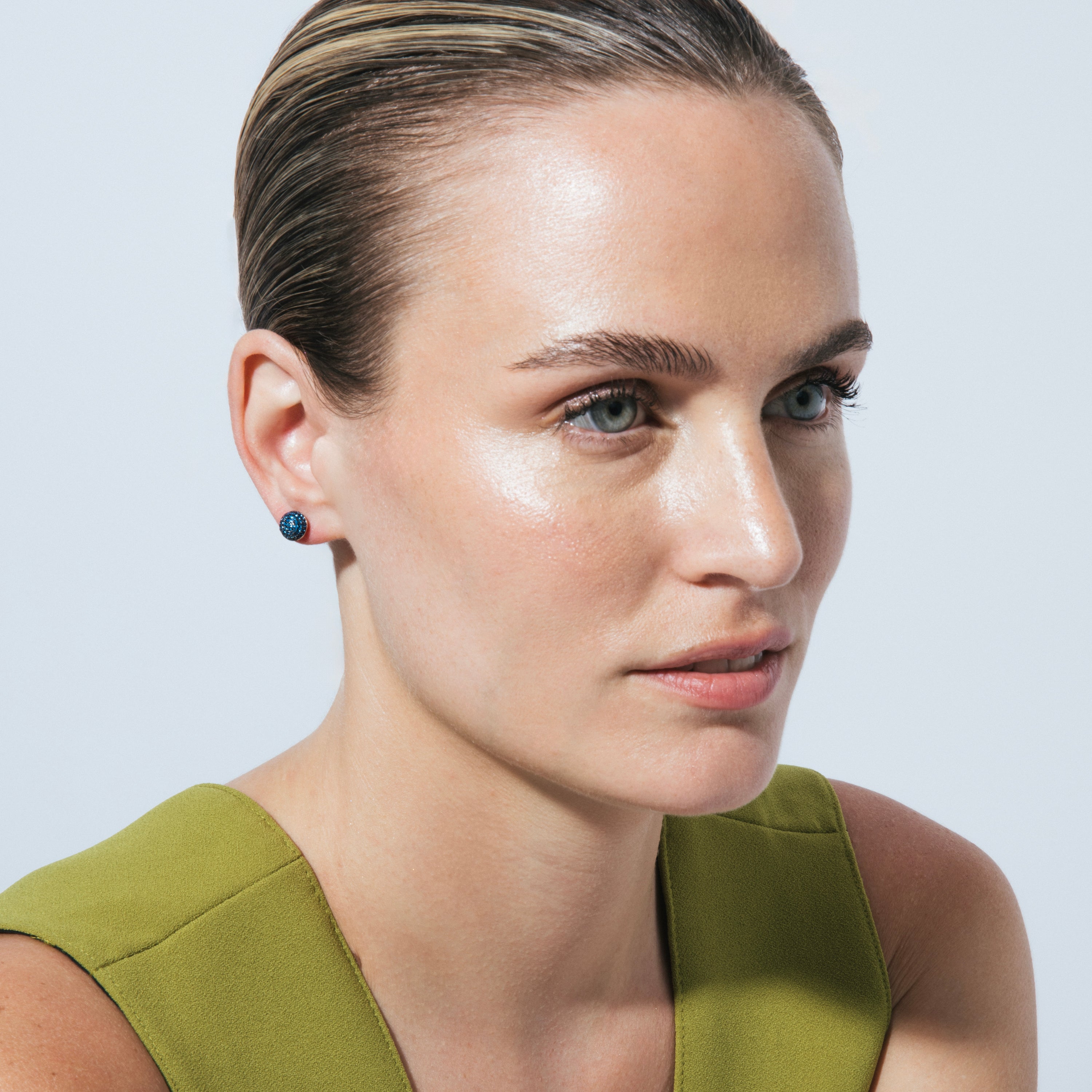 Pendientes de Plata de Ley 925 y Circonita Zafiro acabado en rodio - Mallik