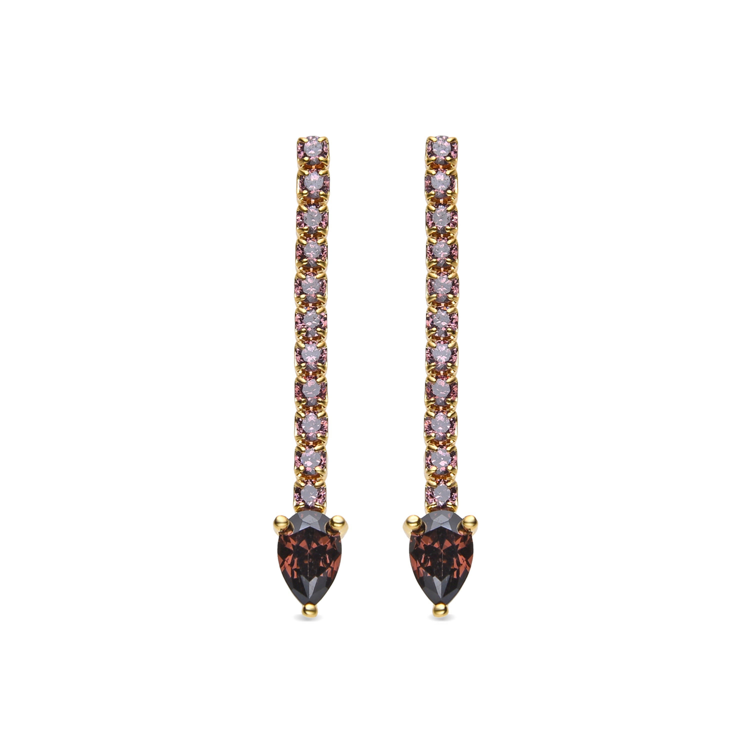 Pendientes de Plata de Ley 925 y Circonita Marrón acabados en oro amarillo de 18k - Uri