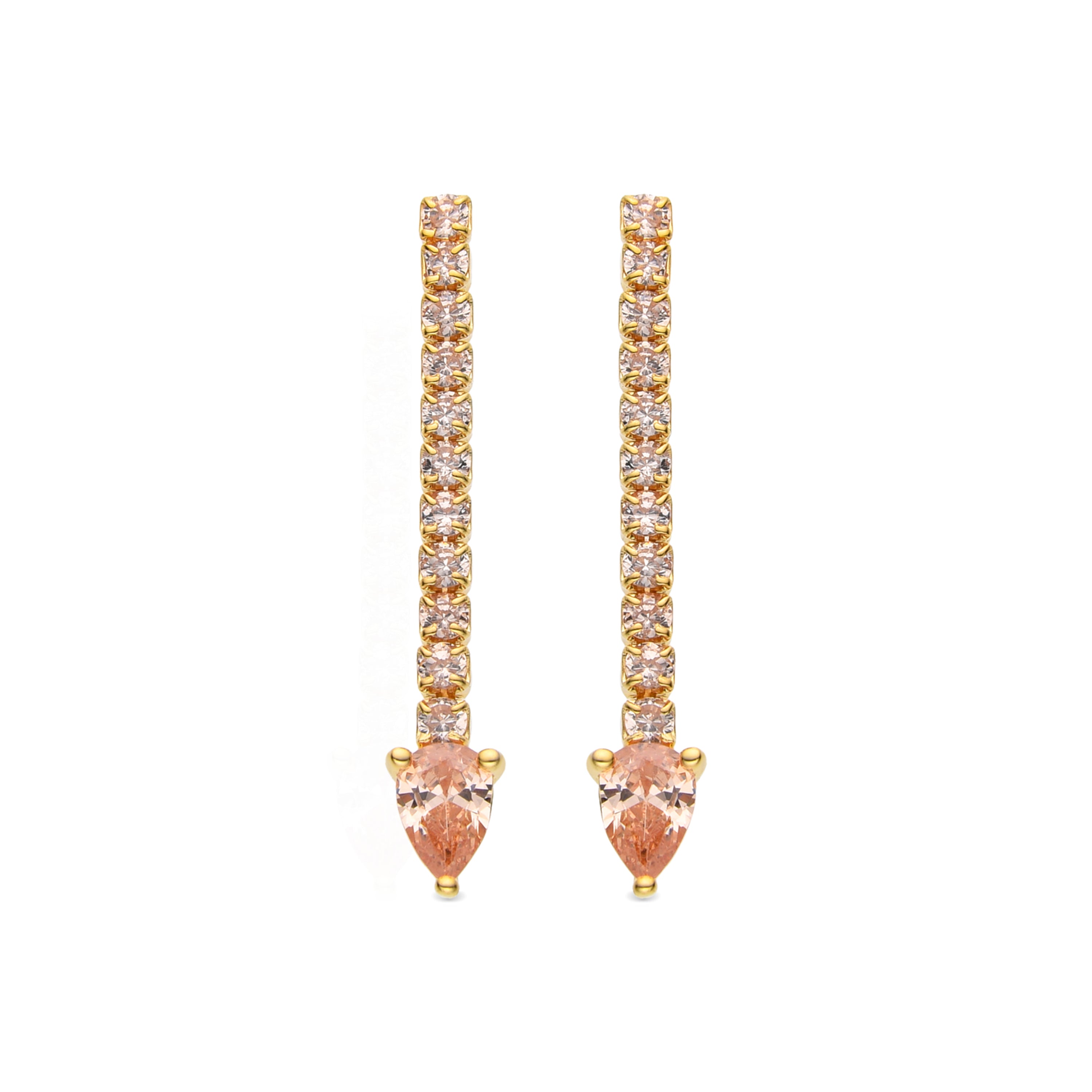 Pendientes de Plata de Ley 925 y Circonita Champagne acabados en oro amarillo de 18k - Uri