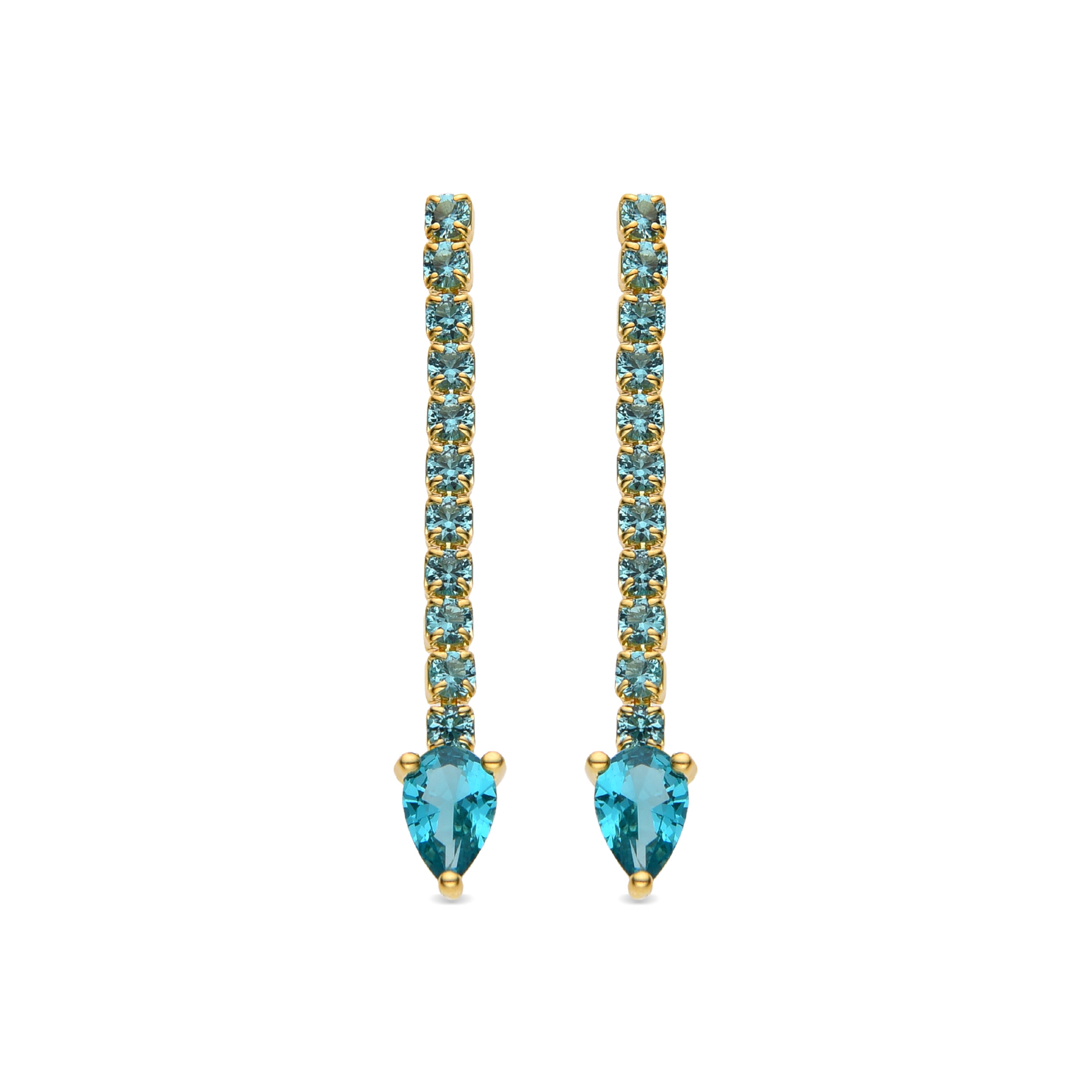 Pendientes de Plata de Ley 925 y Cuarzo Hidrotermal Verde Claro acabados en oro amarillo de 18k - Uri