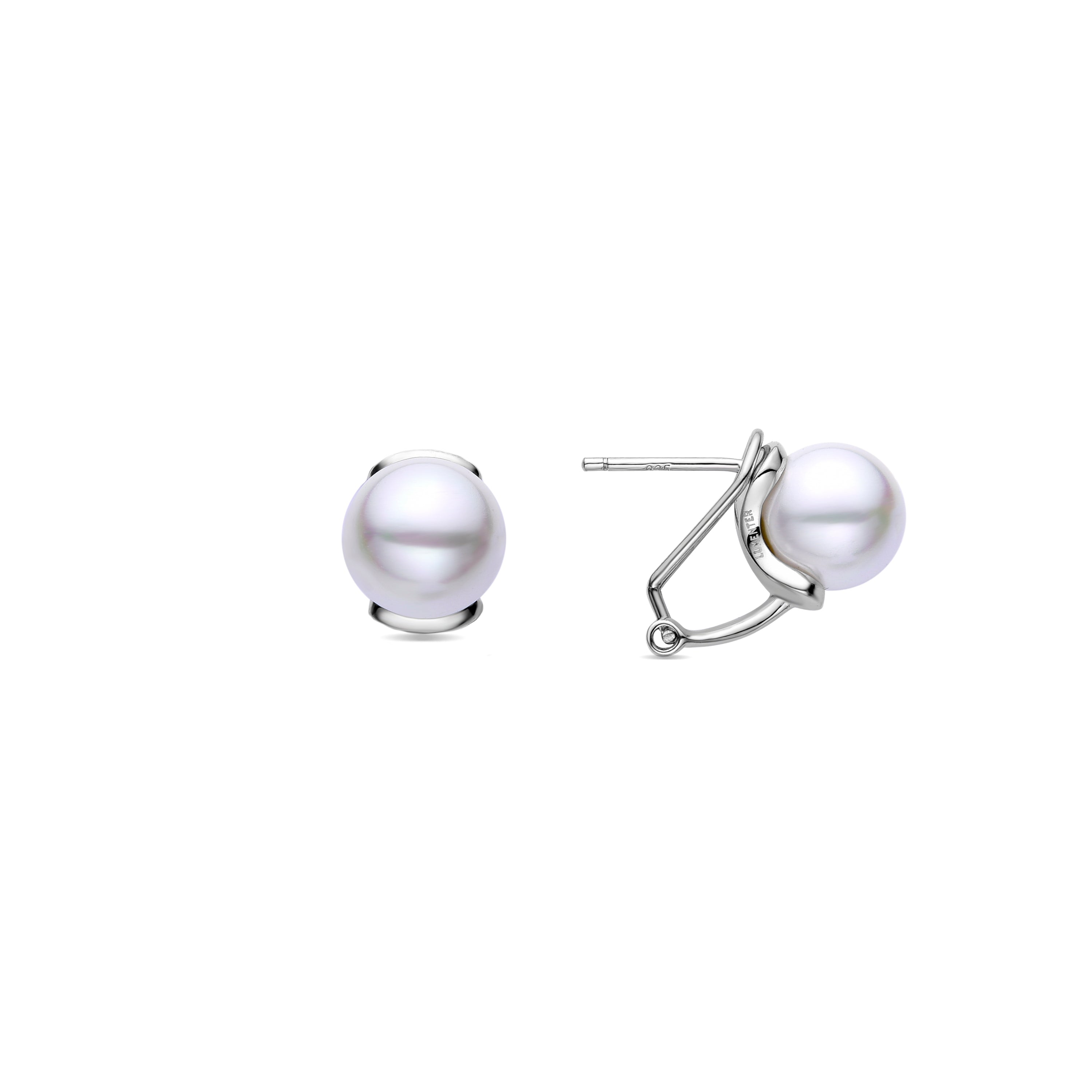 Pendientes de Plata de Ley 925 con Perla Blanca acabados en rodio - Laidon