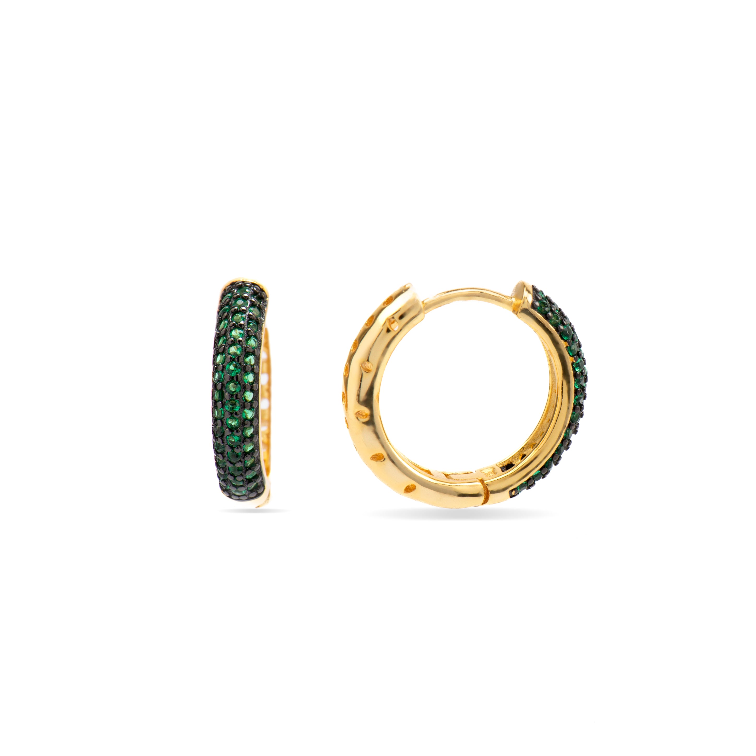 Pendientes de Plata de Ley 925 y Circonita Esmeralda acabados en oro amarillo de 18k - Ukisen