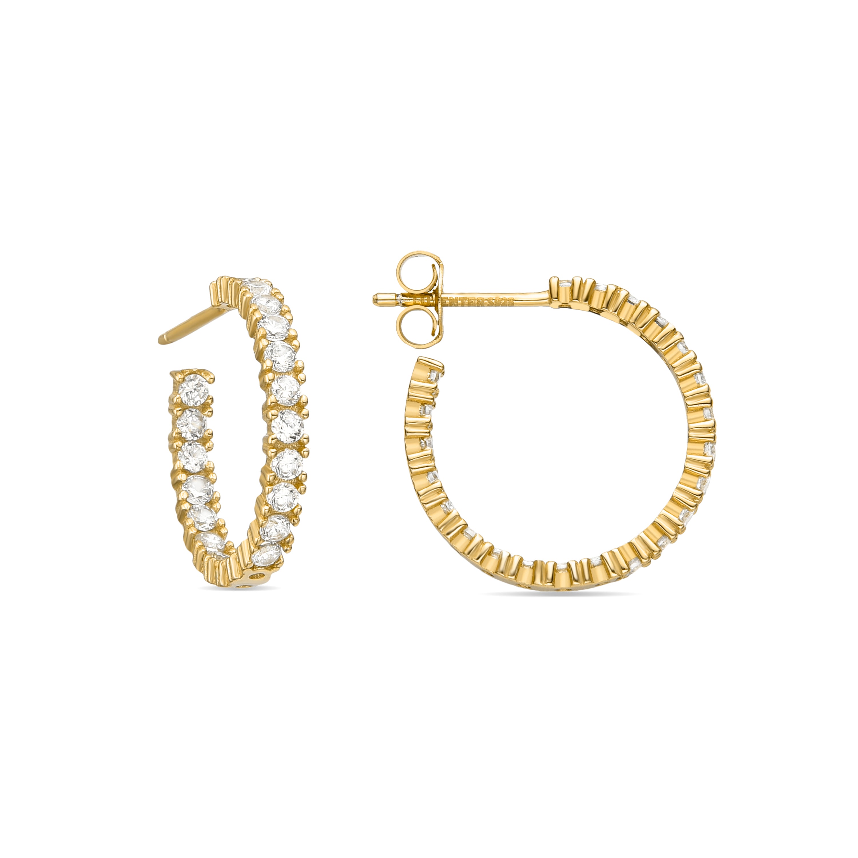 Pendientes de Plata de Ley 925 con Circonita Brillante acabados en oro amarillo de 18K - Iotha