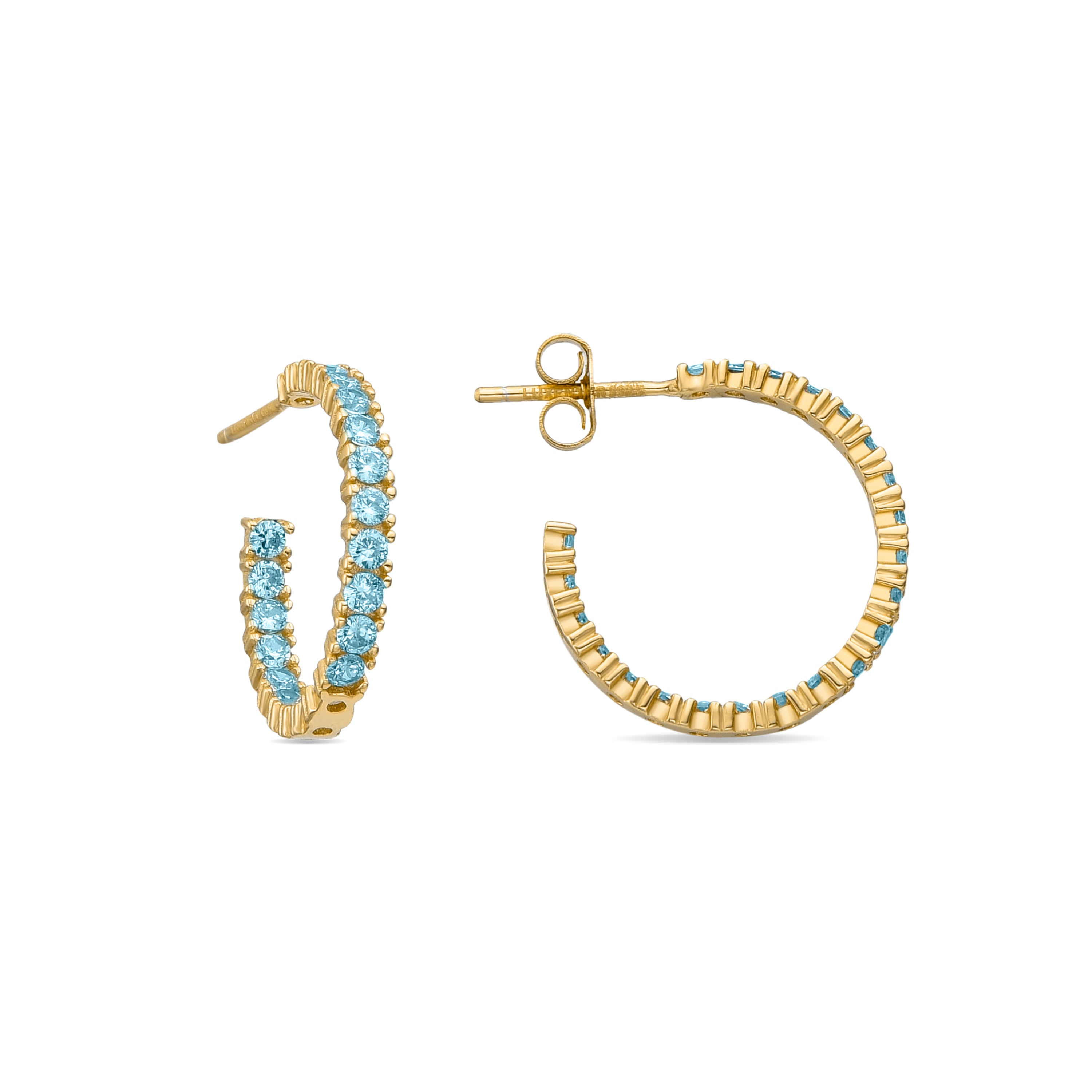 Pendientes de Plata de Ley 925 con Cuarzo Hidrotermal Verde Claro acabados en oro amarillo de 18K - Iotha
