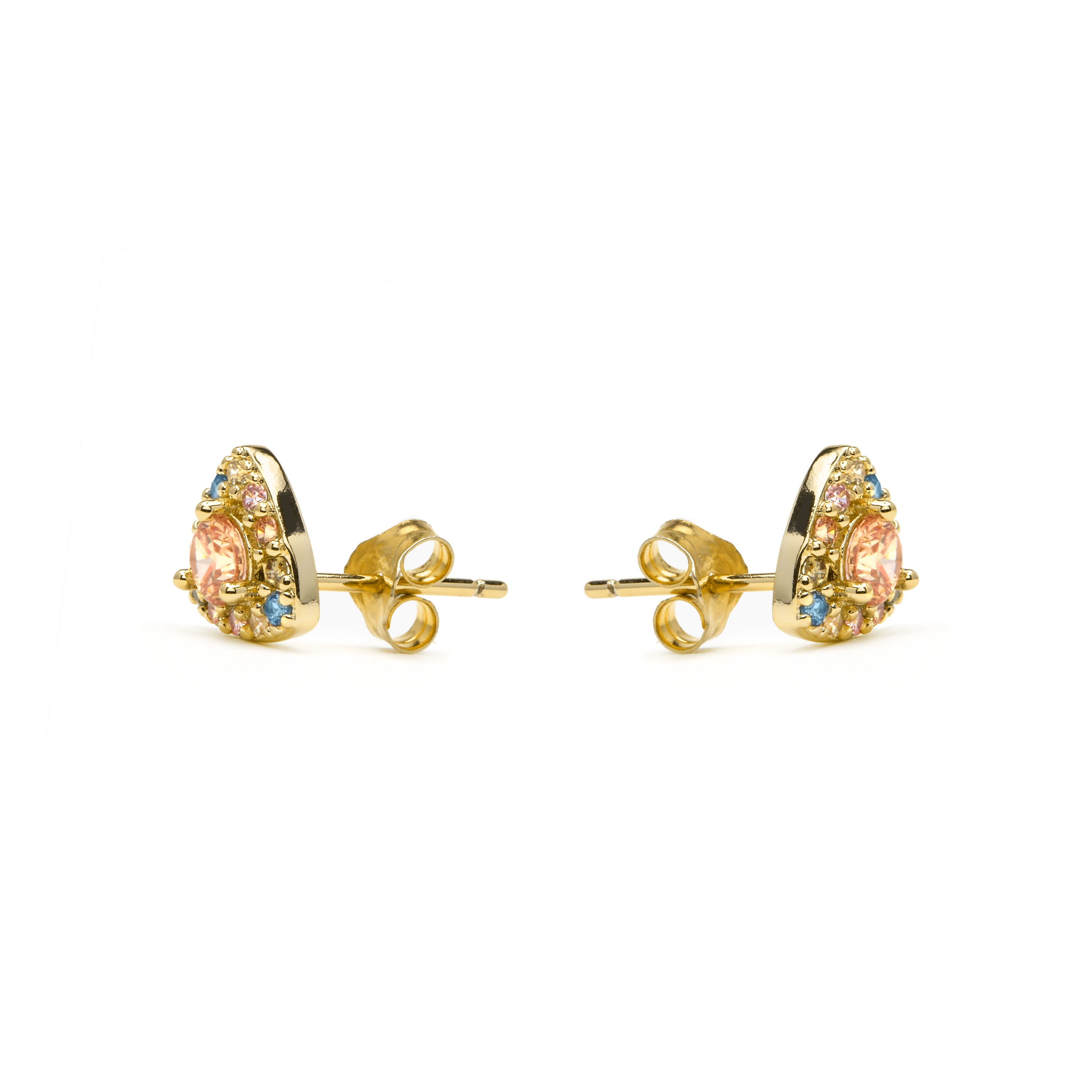 Pendientes de Plata de Ley 925 y Circonita Multicolor acabado en oro amarillo 18k - Aldra