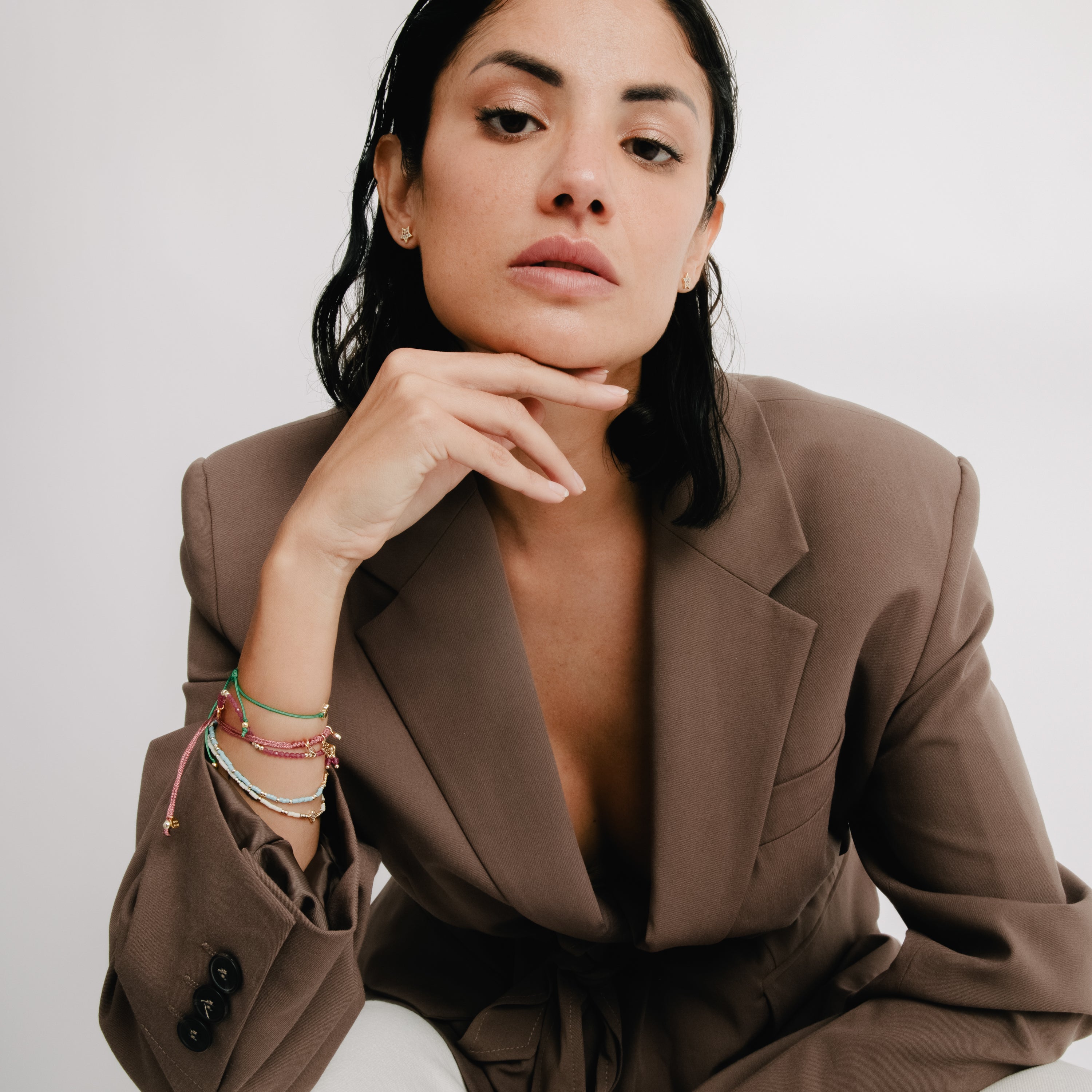 Pendientes de Plata de Ley 925 y Circonita Multicolor acabado en oro amarillo 18k - Lalo