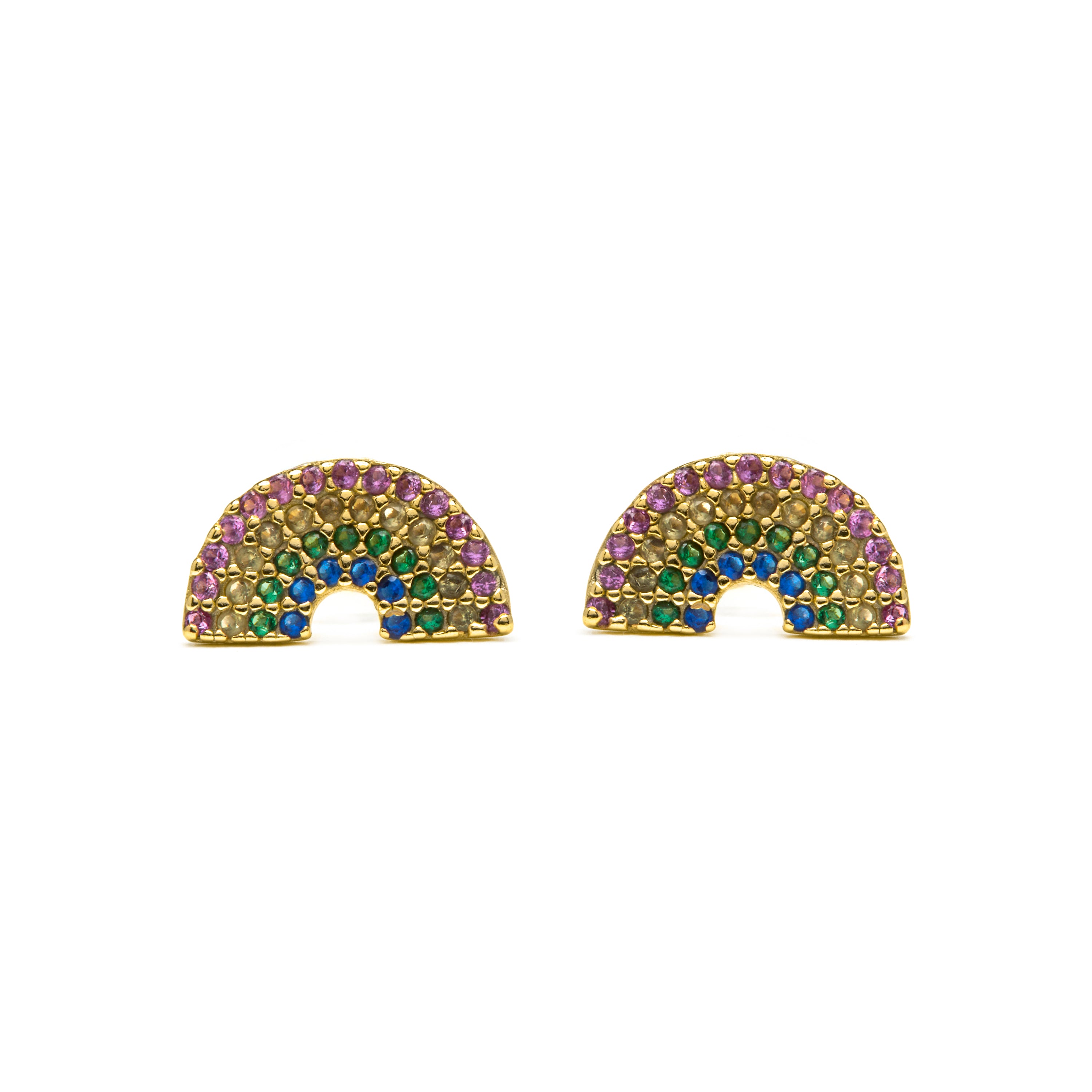 Pendientes de Plata de Ley 925 y Circonita Multicolor acabado en oro amarillo 18k - Nivart
